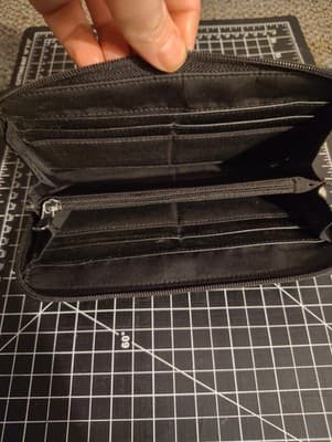 Nine West Black Striped Leather Vintage Clutch Wallet Tri Fold 9 West - Thumbnail 6