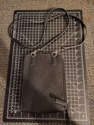 Nine West Black Saffiano Faux Leather Crossbody Phone Bag Silver Hardware - Thumbnail 2