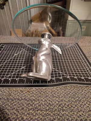 New Rabbit Bunny 9.5 In X 6.75 In. Pedestal Metal Cake Cheese Stand - Thumbnail 7