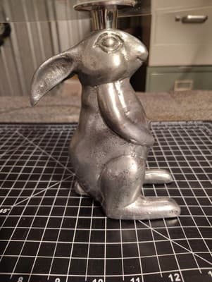 New Rabbit Bunny 9.5 In X 6.75 In. Pedestal Metal Cake Cheese Stand - Thumbnail 3
