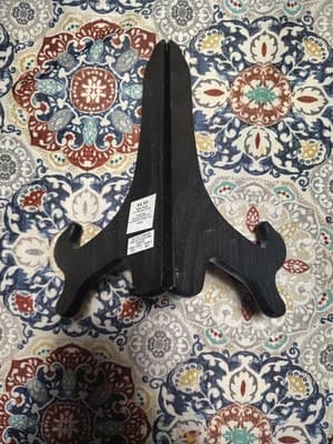 1 Vintage BLACK WOODEN DISPLAY EASEL 7.50" PLATE/TILE STAND Original Owner - Thumbnail 2