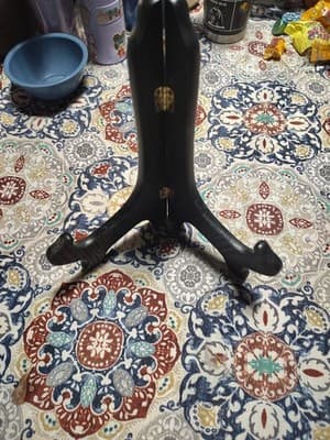 1 Vintage BLACK WOODEN DISPLAY EASEL 7.50" PLATE/TILE STAND Original Owner - Thumbnail 3