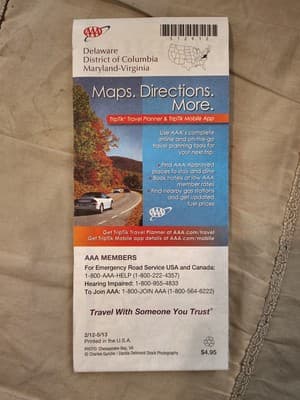2012 Edition AAA Delaware D.C. Maryland-Virginia State Series Road Map~Box KT8 - Thumbnail 2