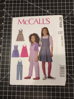 McCall's M7459 Girls Size 3 to 6 Jumpers and Overalls Uncut Sewing Pattern New