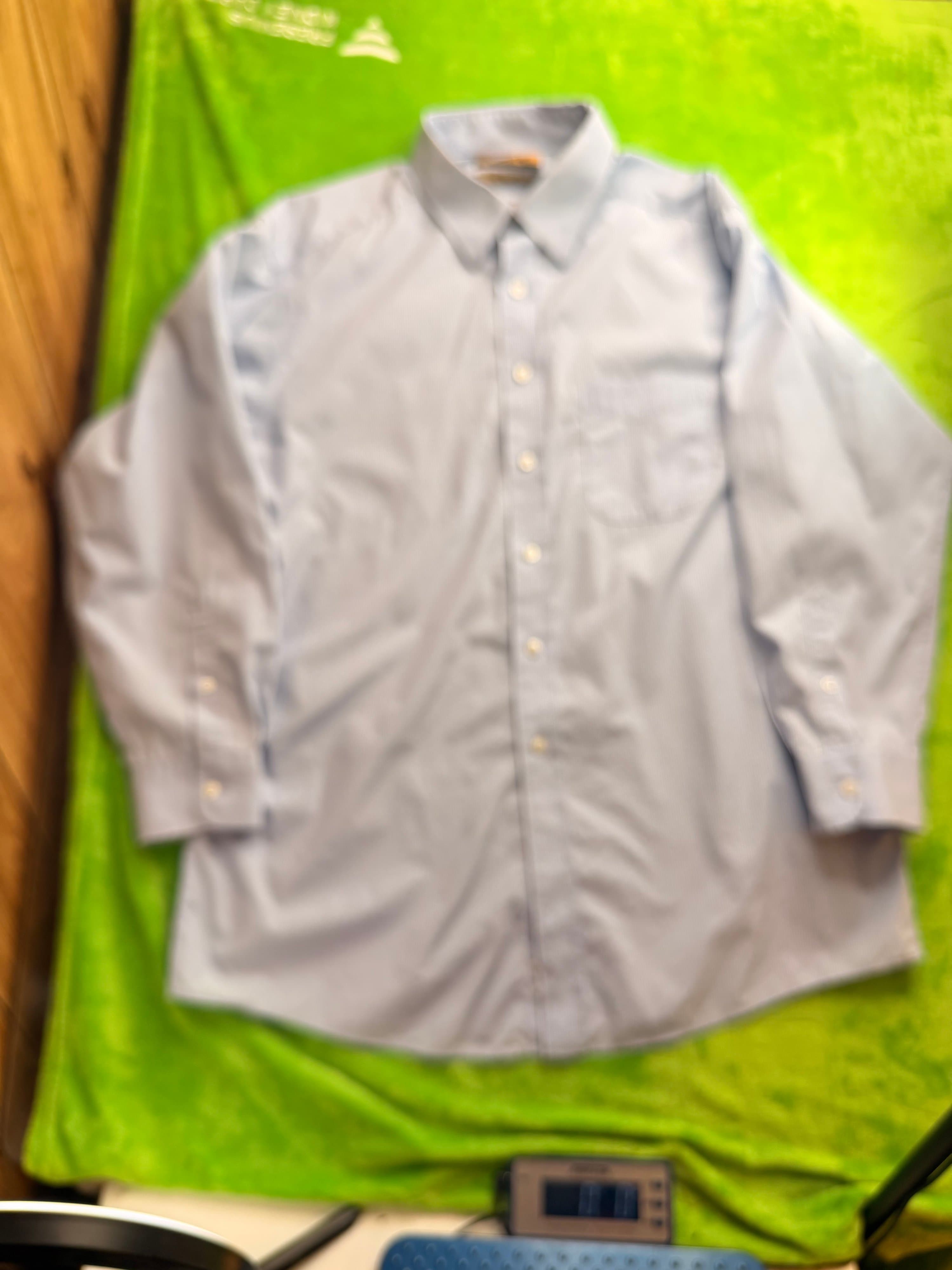 Roundtree Yorke Gold Label Fitted Dress Shirt 17/33 Blue Pinstripe