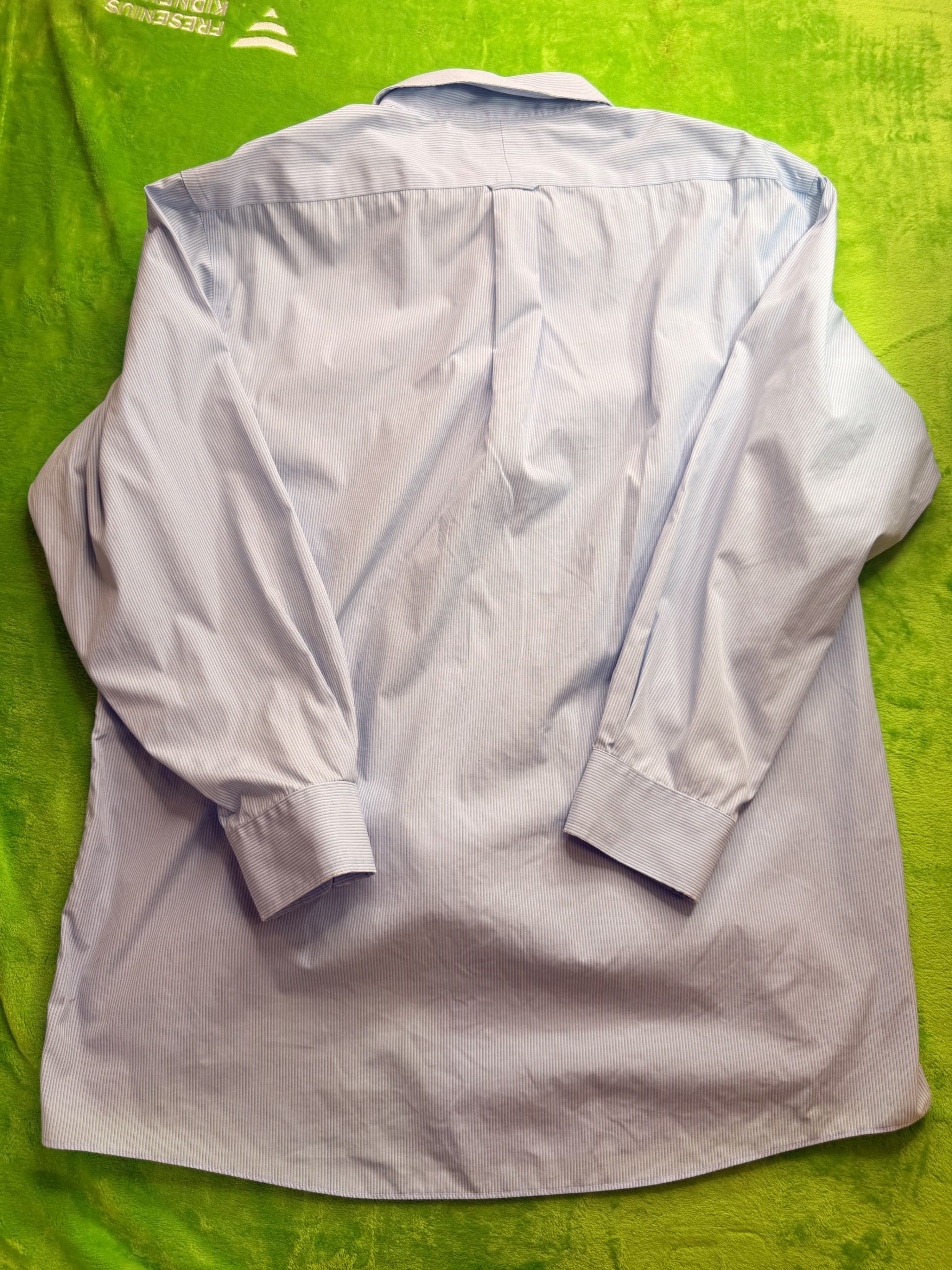 Roundtree Yorke Gold Label Fitted Dress Shirt 17/33 Blue Pinstripe - Thumbnail 2