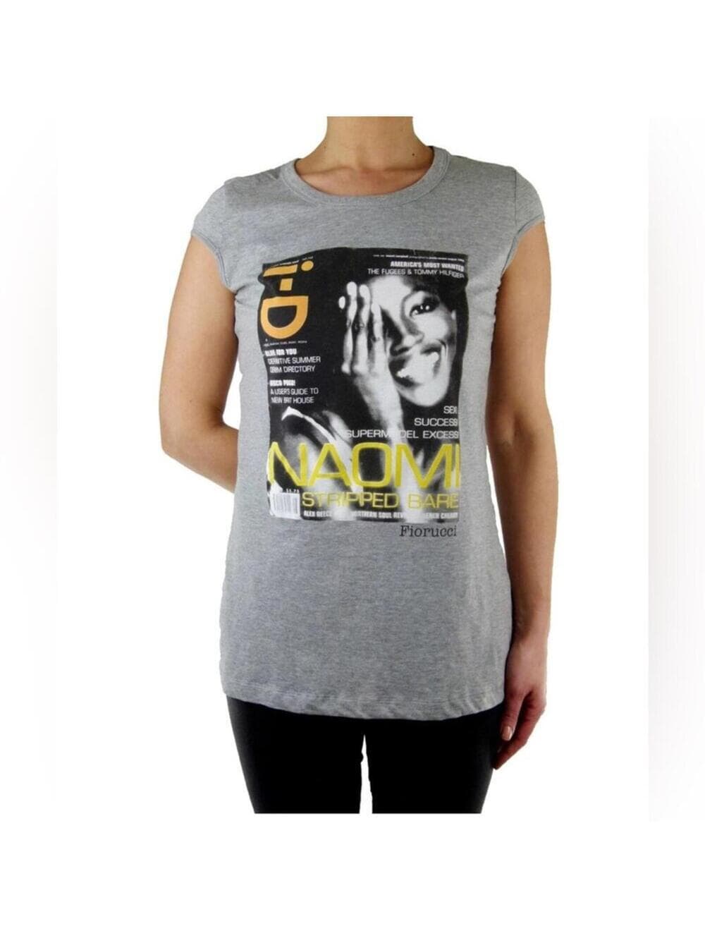 Fiorucci Gray Graphic Cap Sleeve Tee - Thumbnail 6