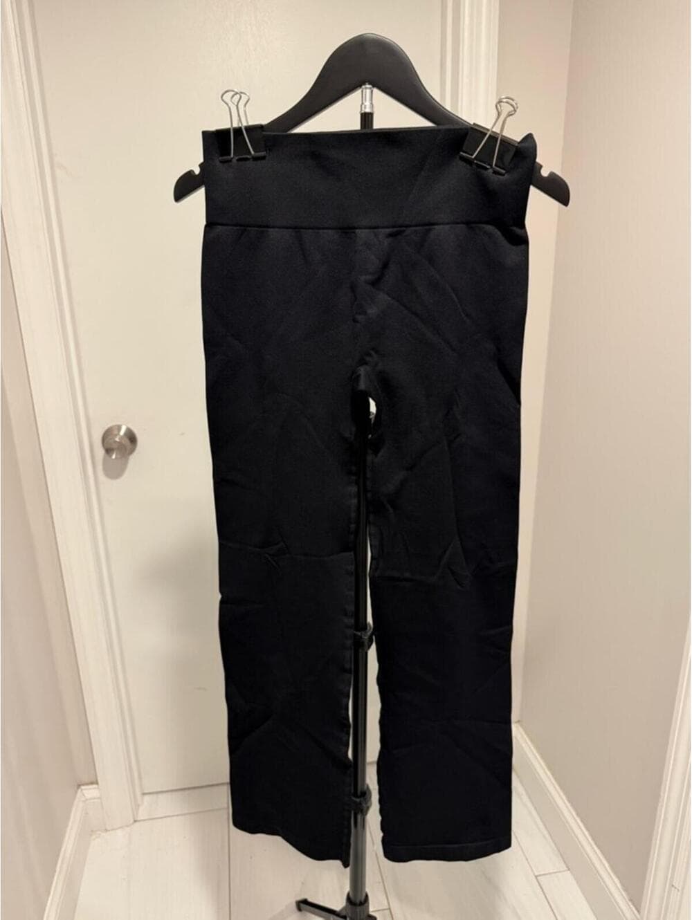 TIKTOK VIRAL OQQ Ribbed High-Waist Flare Leg Pants – Olive & Black - Thumbnail 4