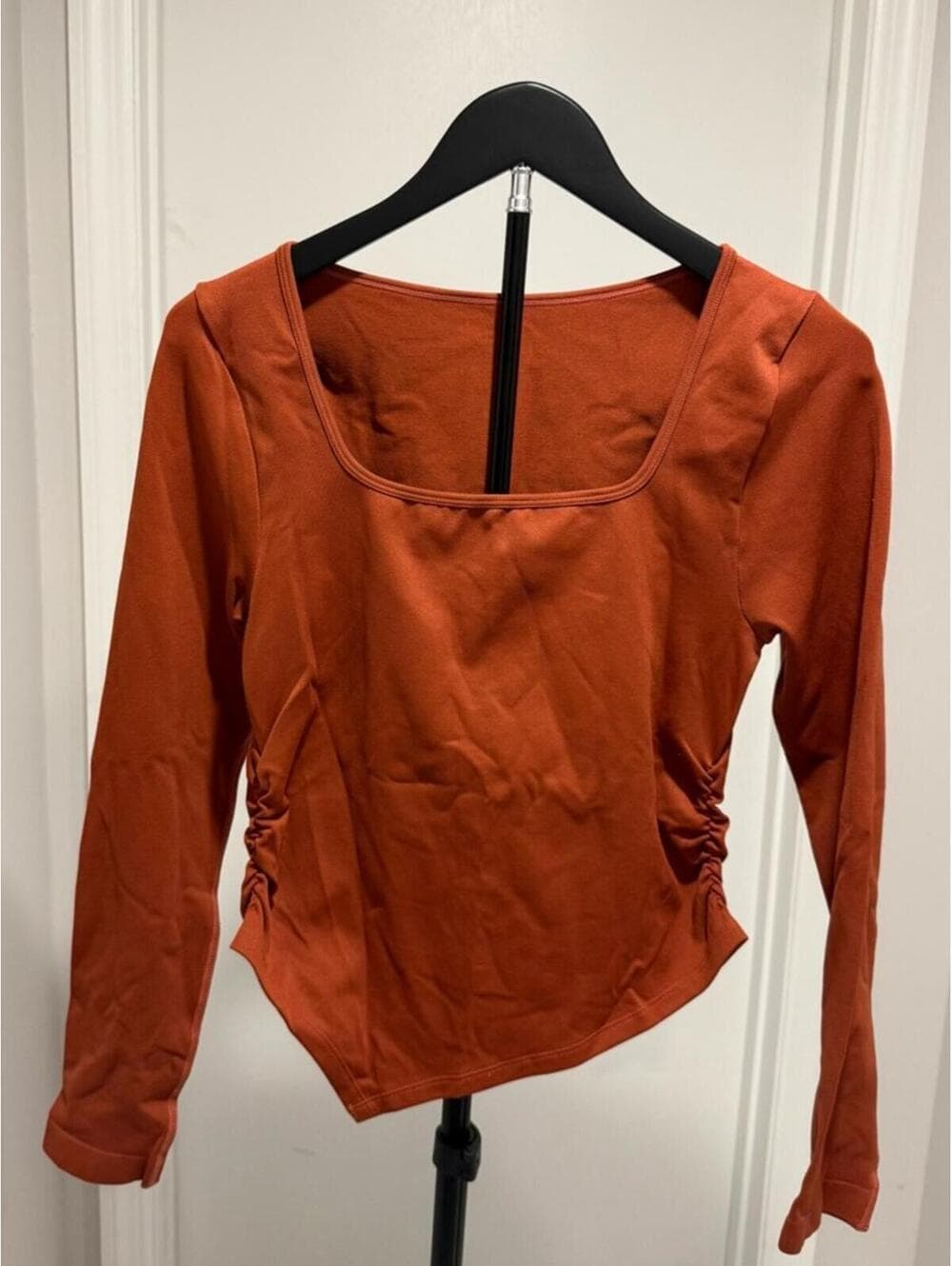 OQQ Women’s Square Neck Long Sleeve Top in Brown - Thumbnail 2