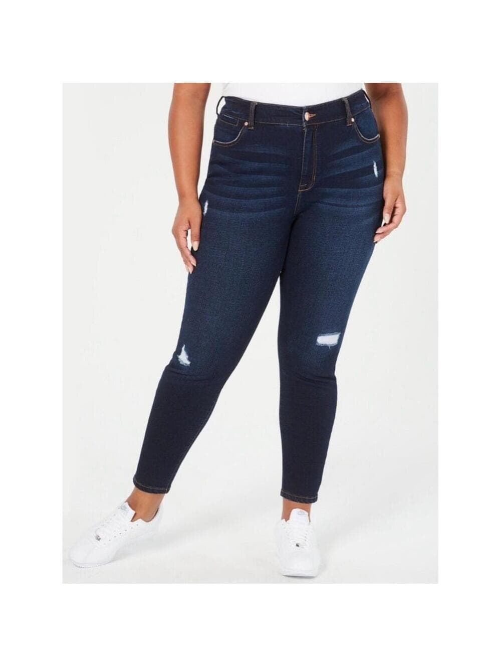 Celebrity Pink Spice Dark Blue Distressed High-Rise Skinny Jeans - Thumbnail 4