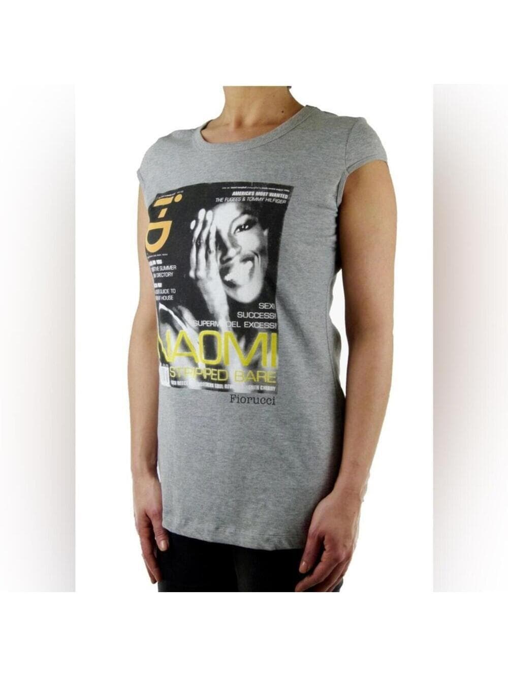 Fiorucci Gray Graphic Cap Sleeve Tee - Thumbnail 2