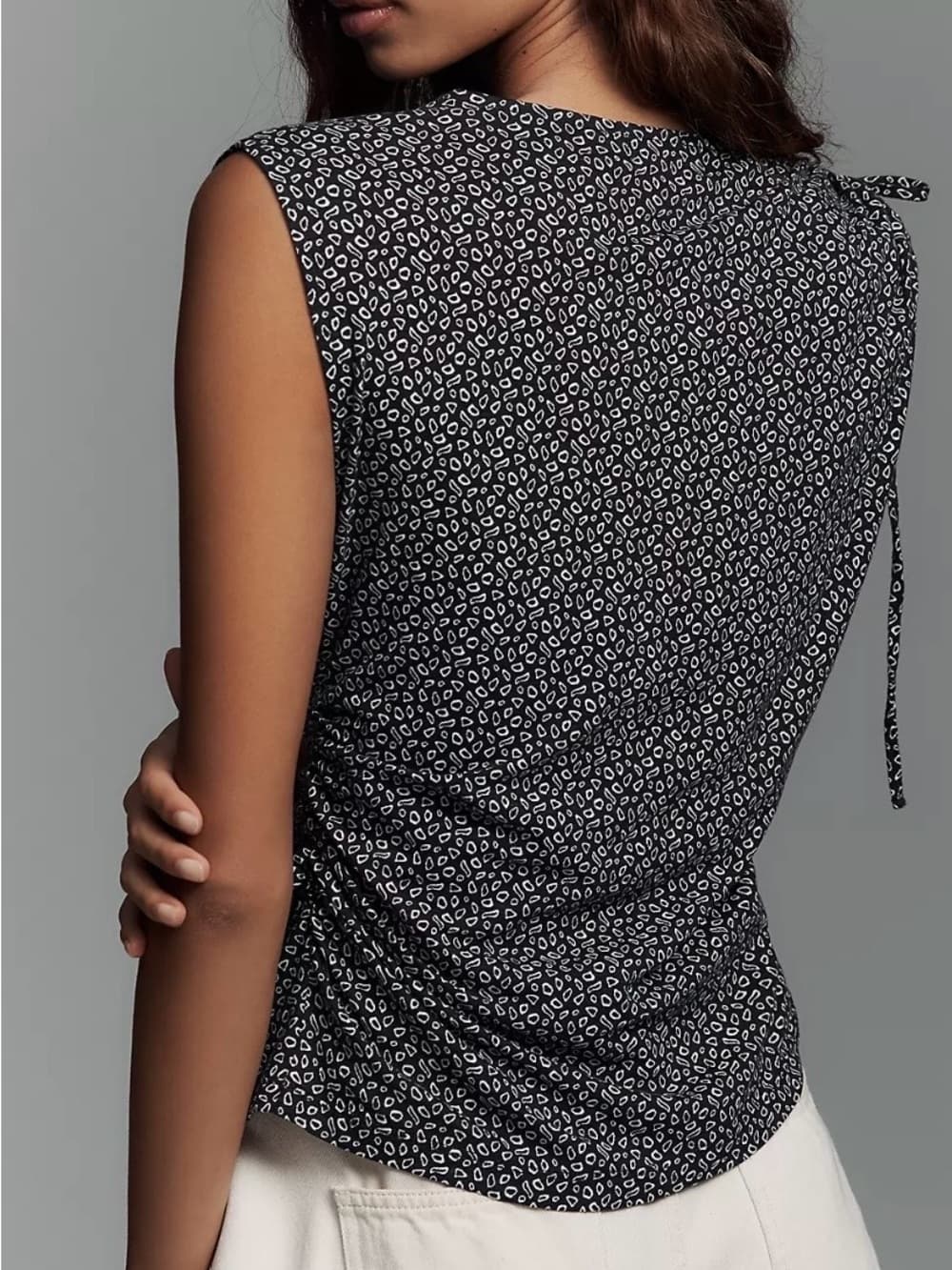 Nation LTD Julie Shoulder Tie Top Navy and White - Thumbnail 2