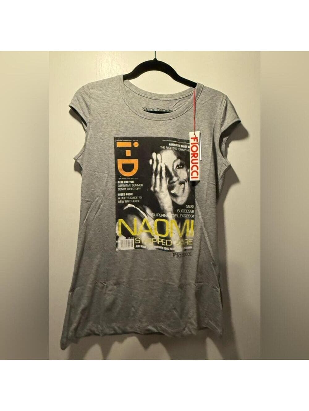 Fiorucci Gray Graphic Cap Sleeve Tee - Thumbnail 4