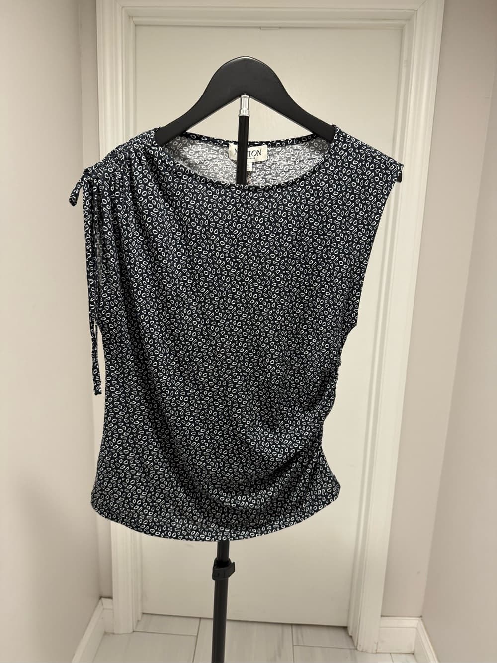 Nation LTD Julie Shoulder Tie Top Navy and White - Thumbnail 3