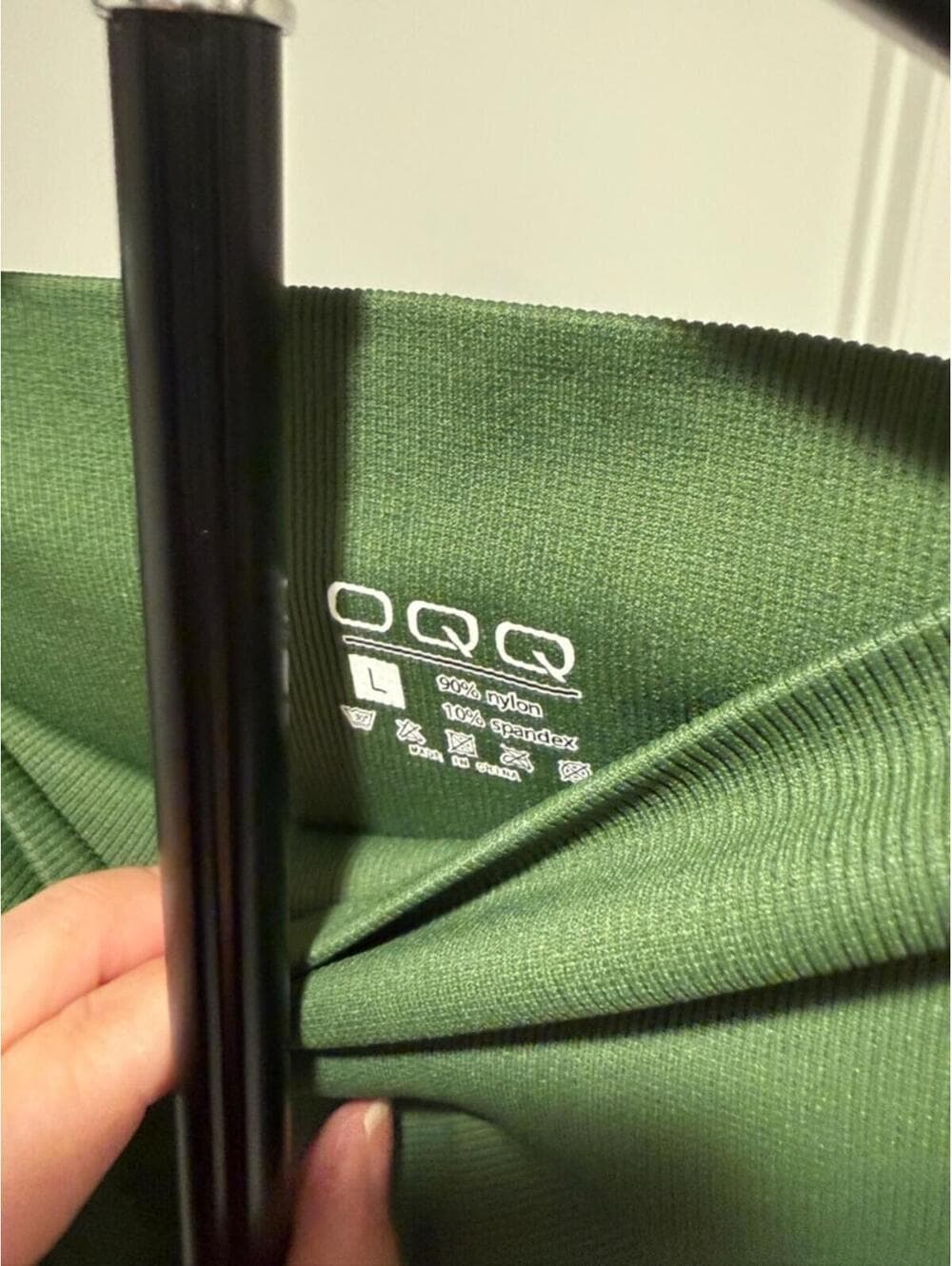 TIKTOK VIRAL OQQ Ribbed High-Waist Flare Leg Pants – Olive & Black - Thumbnail 6