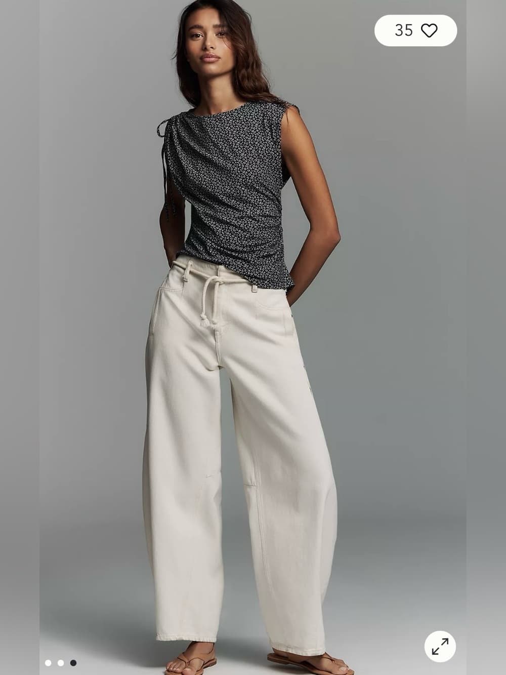 Nation LTD Julie Shoulder Tie Top Navy and White
