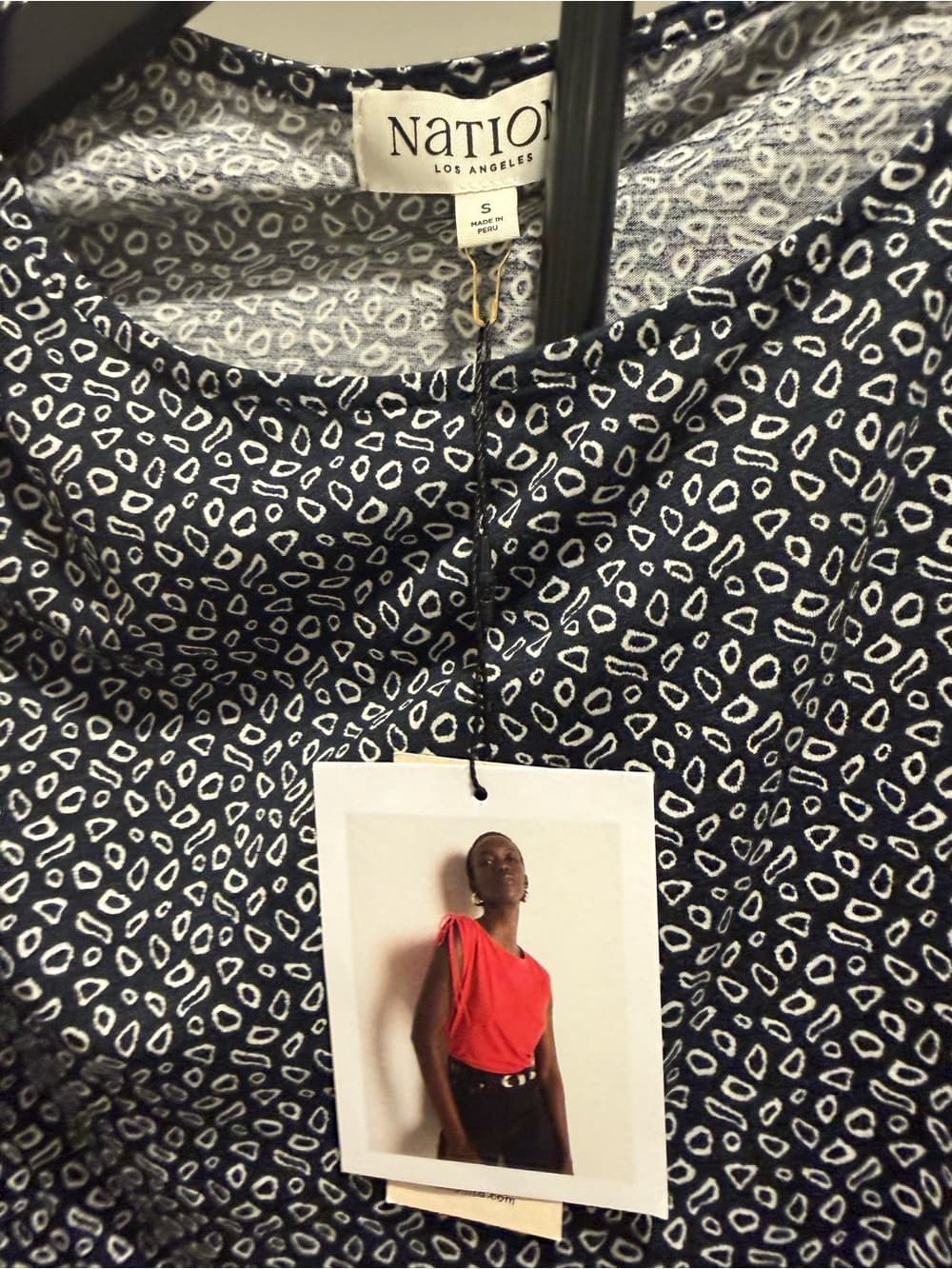 Nation LTD Julie Shoulder Tie Top Navy and White - Thumbnail 4