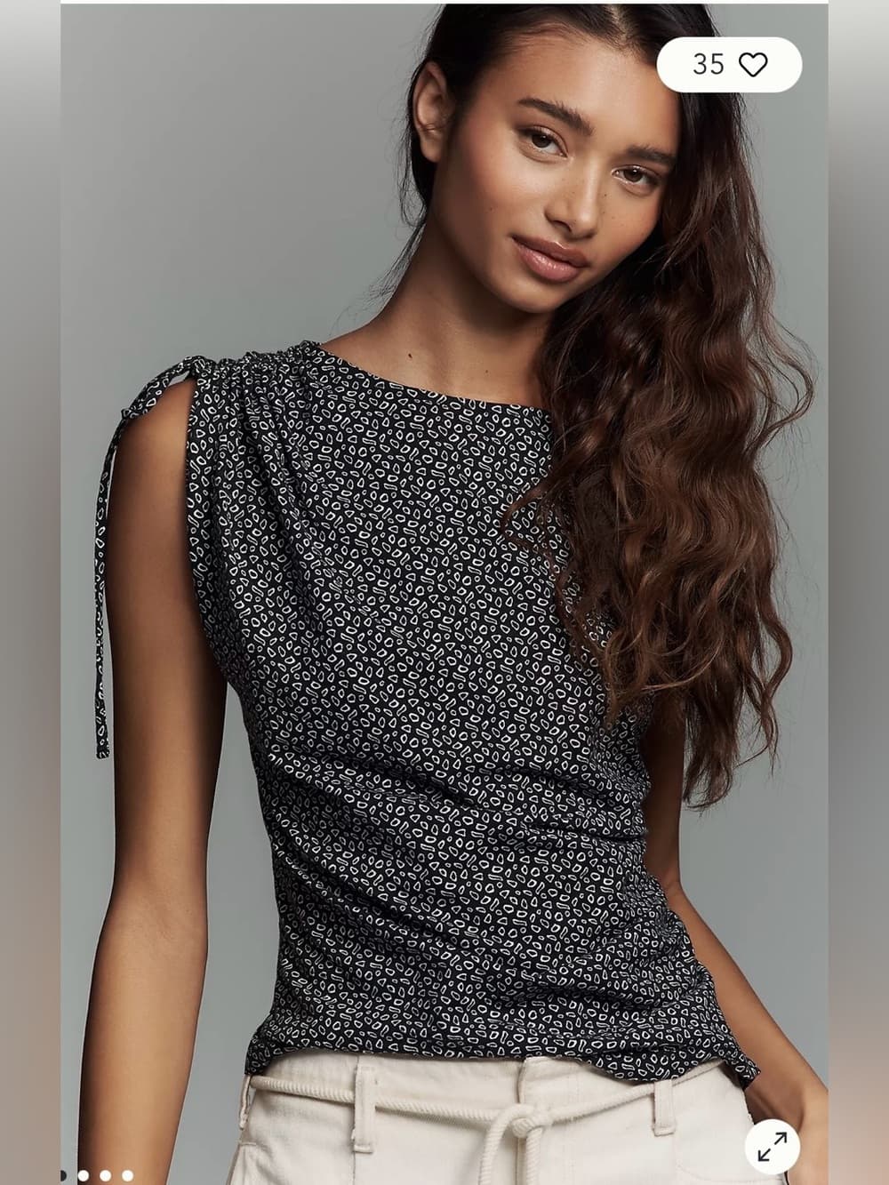 Nation LTD Julie Shoulder Tie Top Navy and White - Thumbnail 7