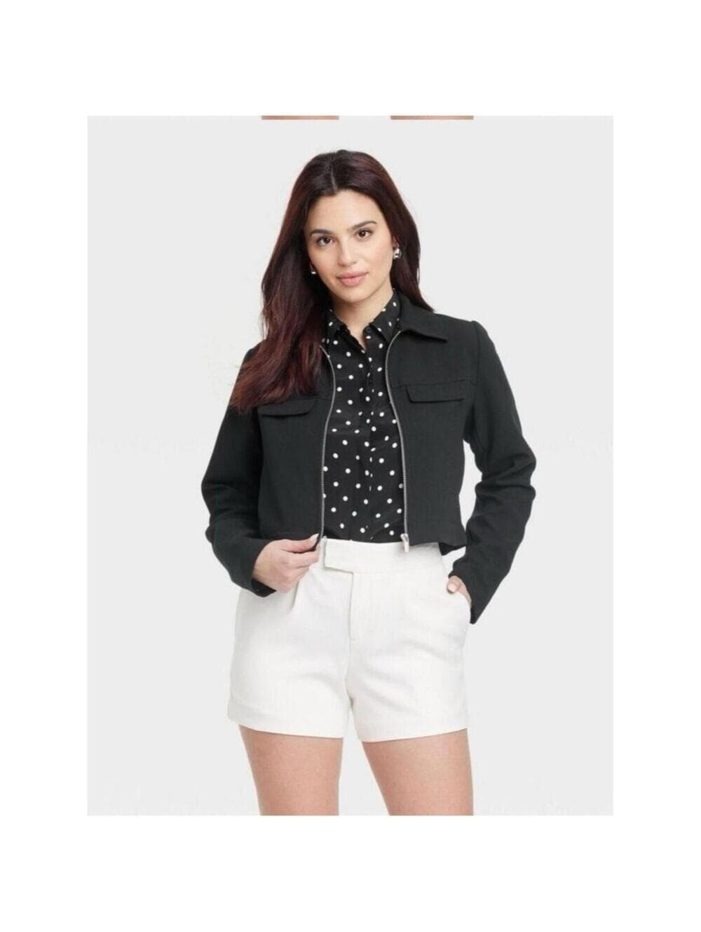 NWT Women's Zipper Jacket - A New Day Black - Thumbnail 4
