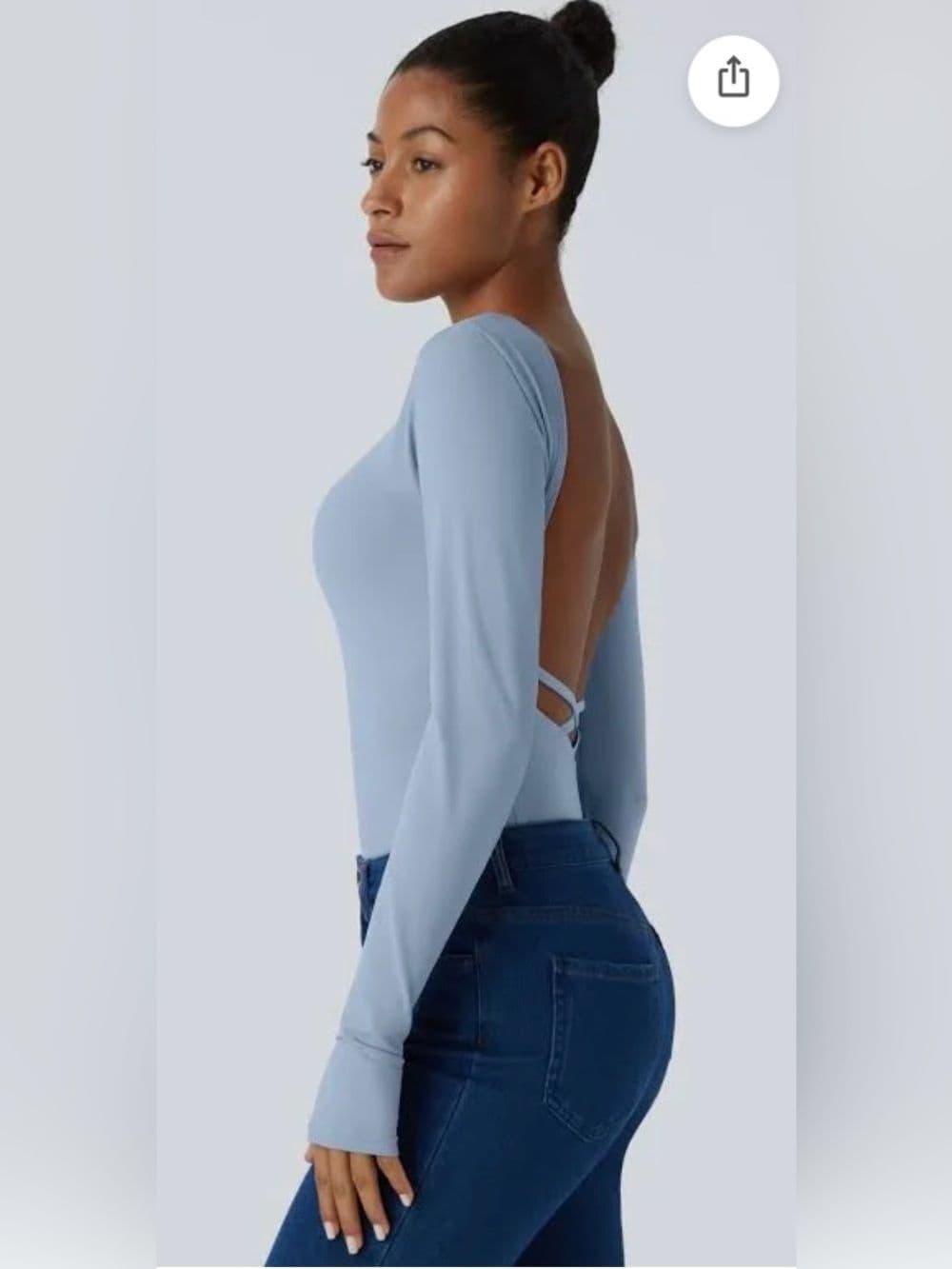 Halara Long Sleeve Halter Top Work Out Top with Thumb Hole