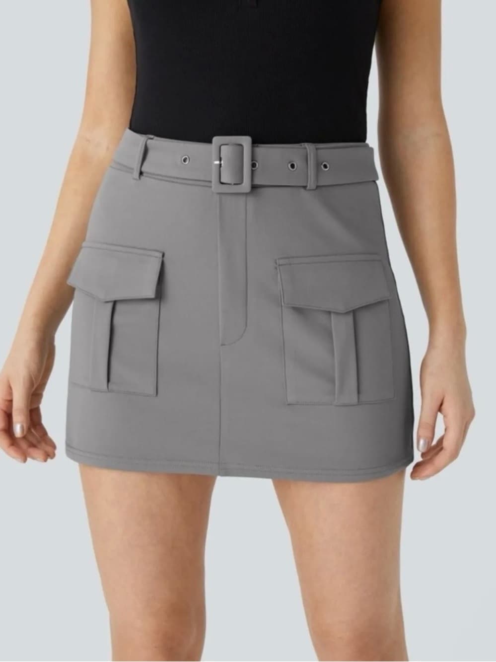 HALARA High Waisted Belted Flap Pocket Mini Cargo Skort - Thumbnail 8