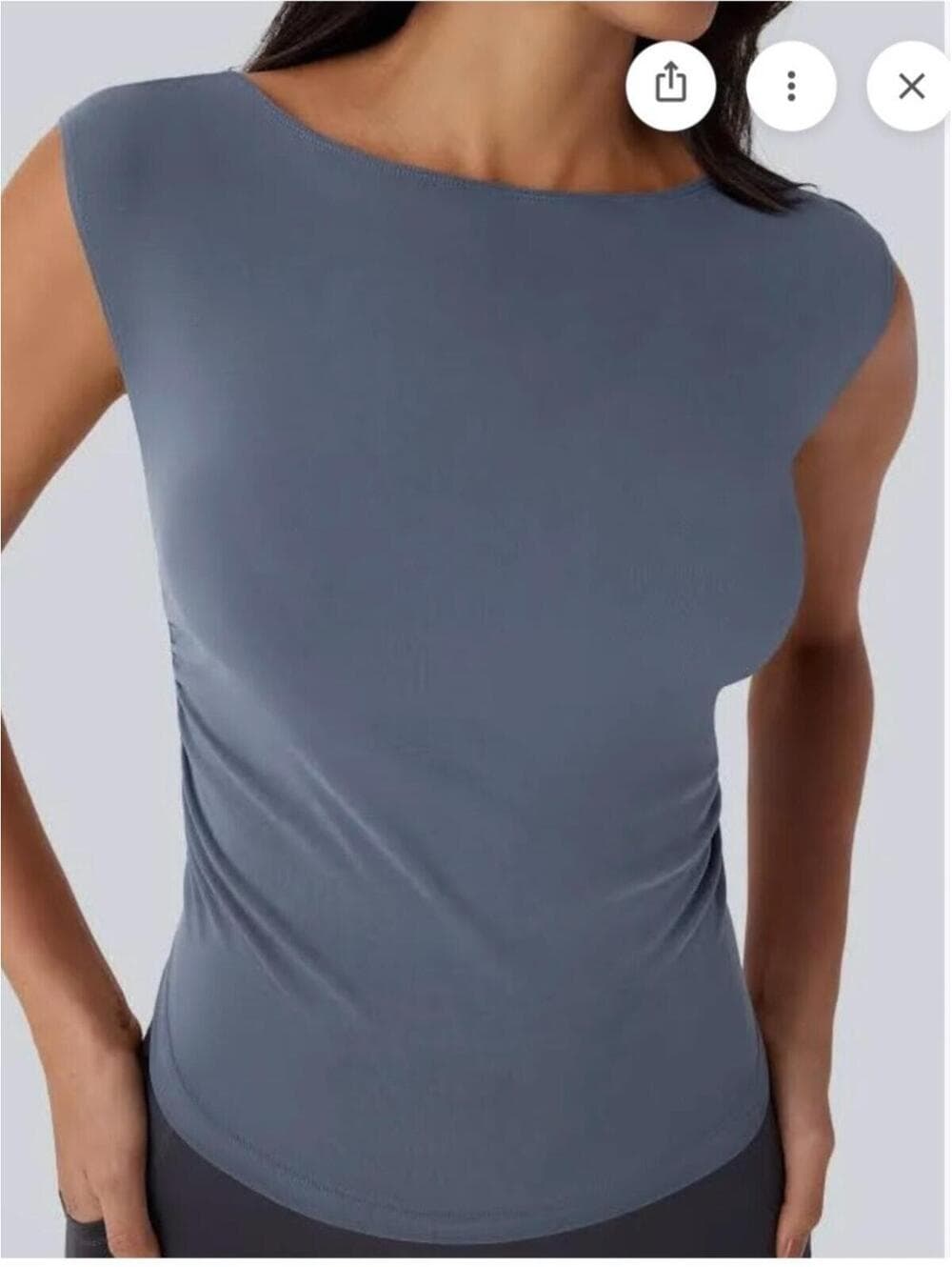 Halara Boat Neck Cap Sleeve Cut Out Yoga Top - Thumbnail 7