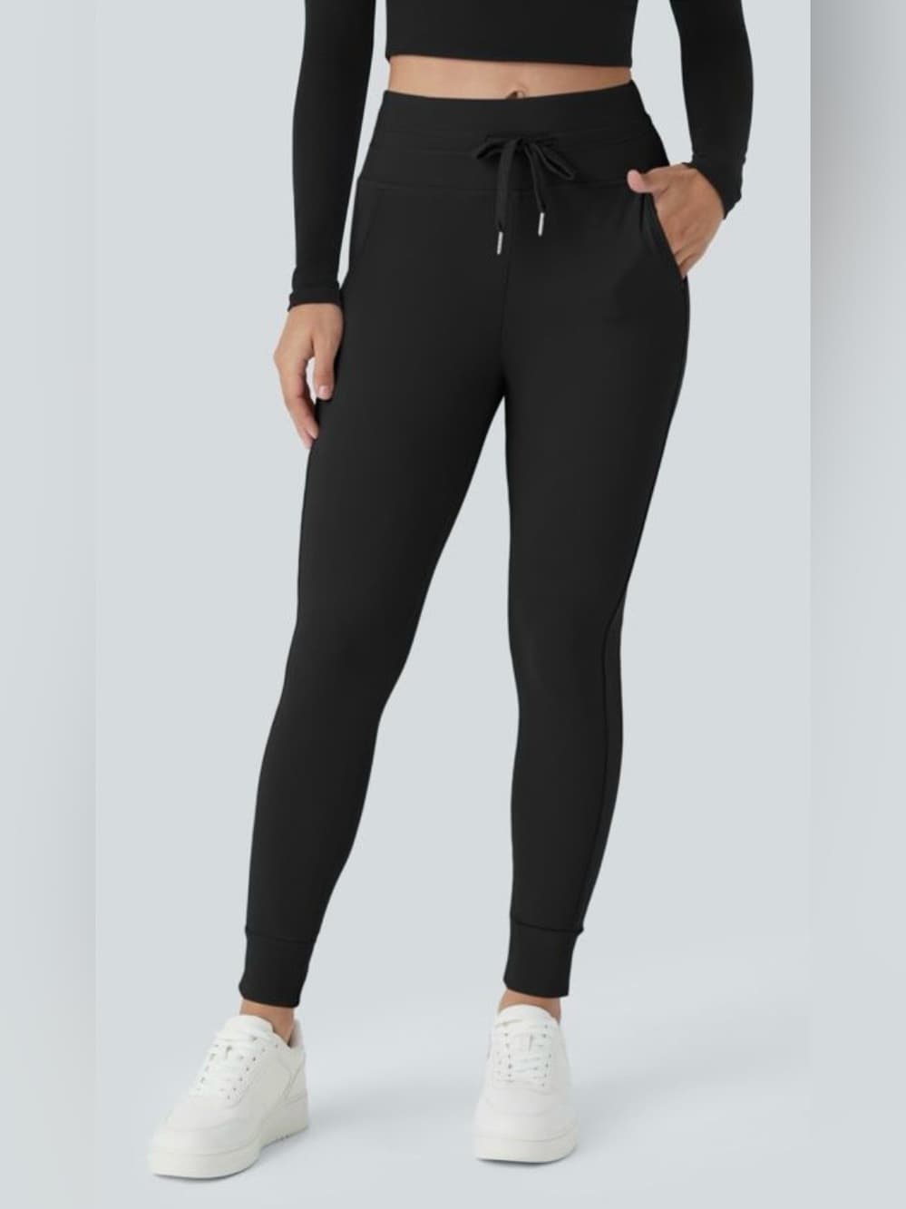 Halara SoftlyZero™ Plush High Waisted Drawstring Pocket Plain Full Length Jogger - Thumbnail 6