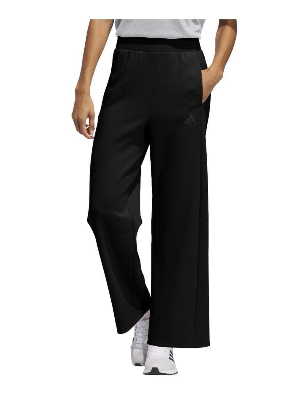 NWT Adidas Women's Active Pants With Zipped Pockets Wide Leg Black Size L - Thumbnail 5