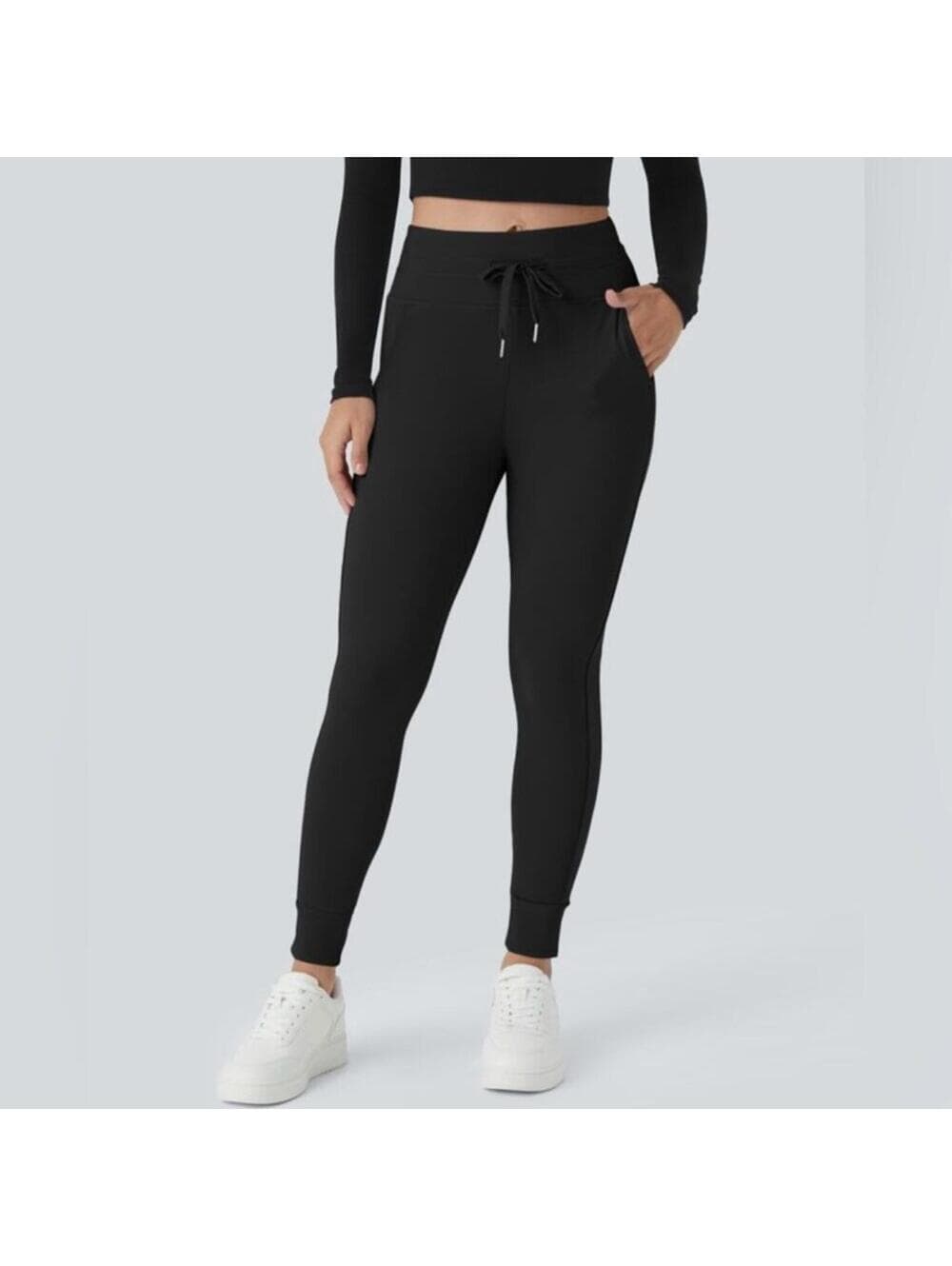 HALARA Softlyzero™ High Waisted Drawstring Side Pocket Plain Tall Length Joggers - Thumbnail 10