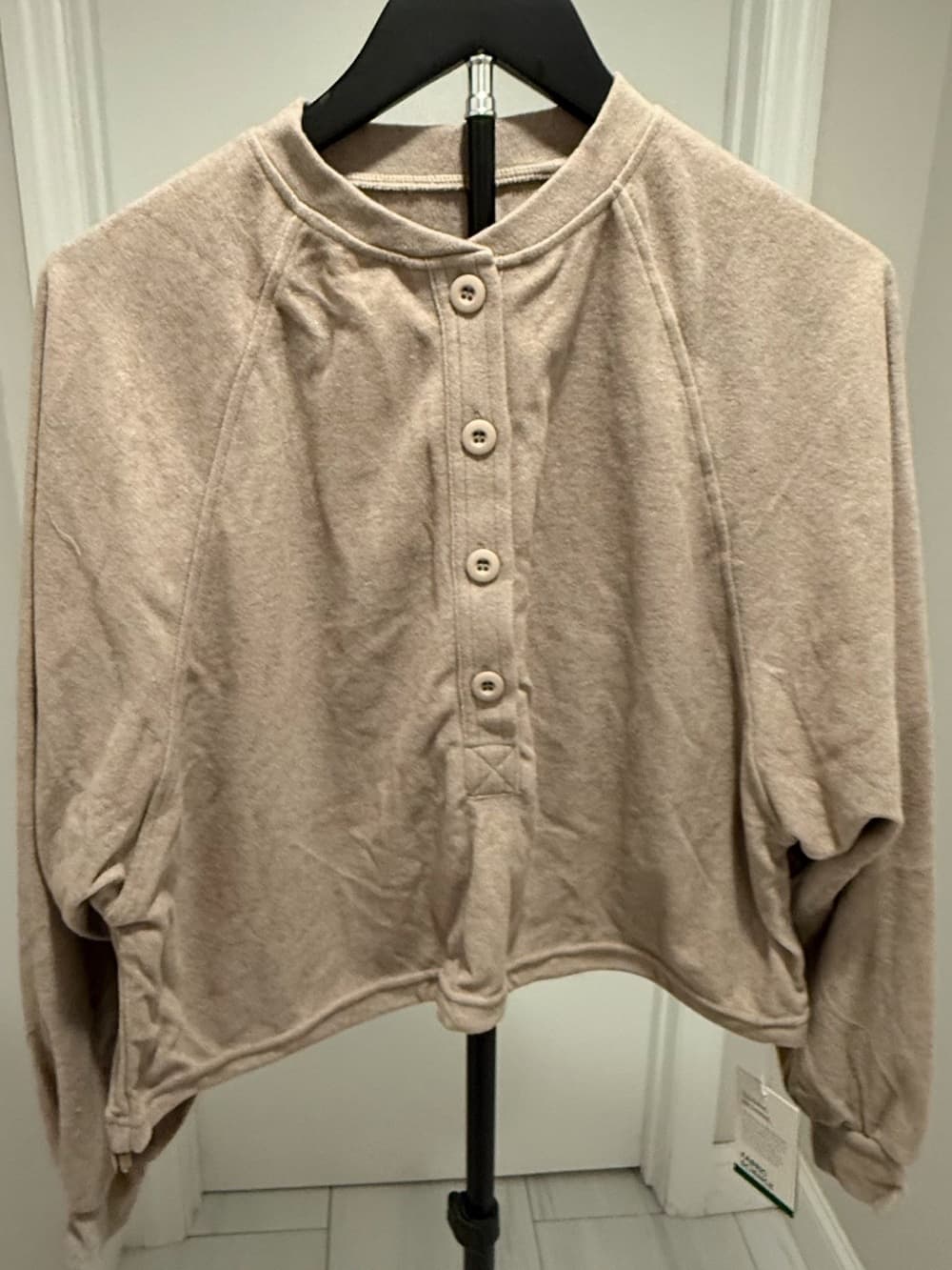 Halara Button-Front Cropped Henley