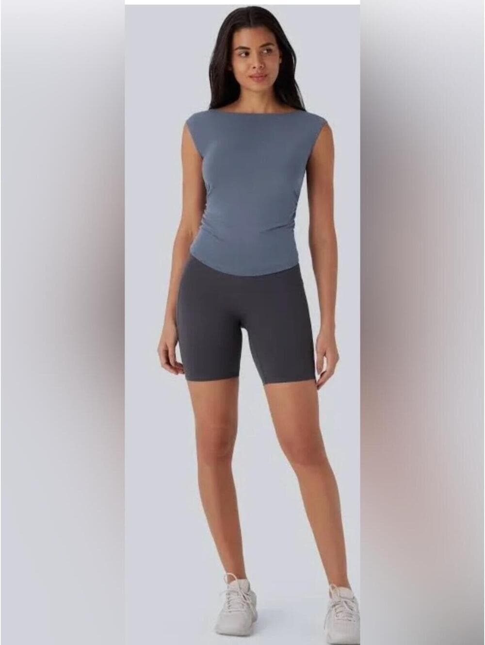 Halara Boat Neck Cap Sleeve Cut Out Yoga Top