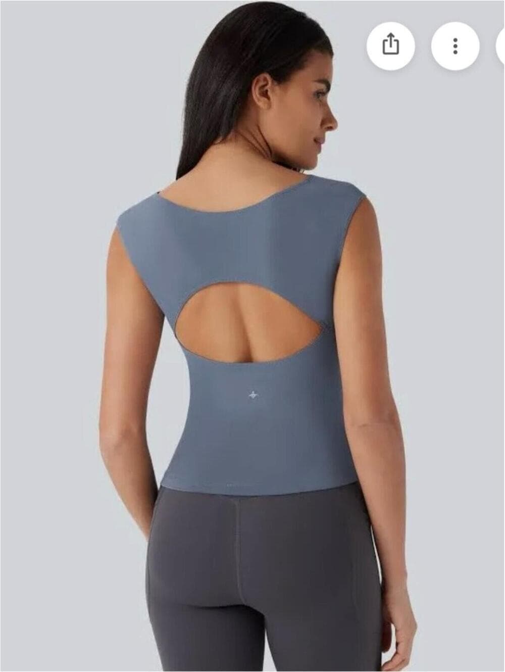 Halara Boat Neck Cap Sleeve Cut Out Yoga Top - Thumbnail 2