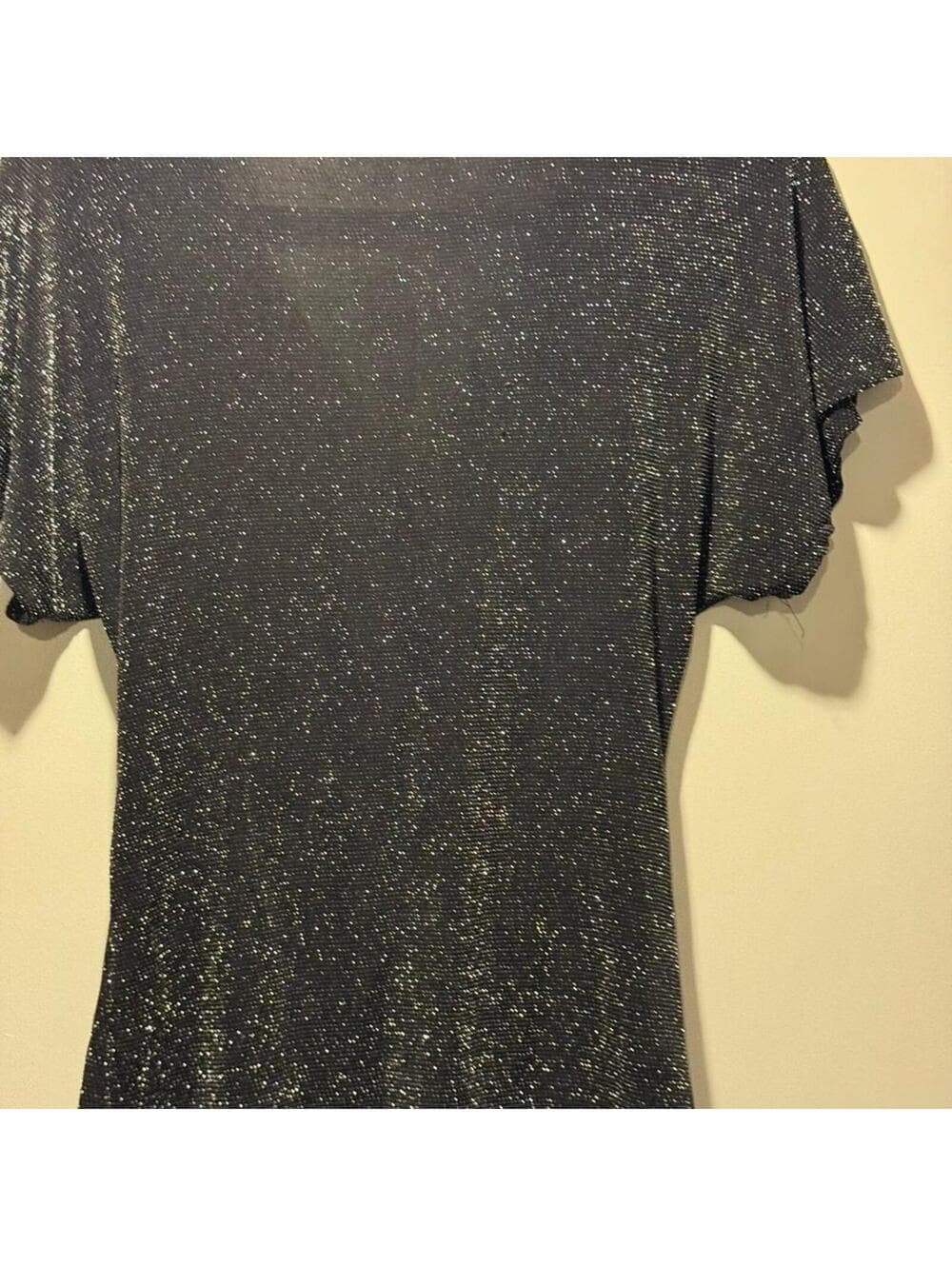 Maurices Black Flutter Sleeve Blouse with Tie Front - Thumbnail 2