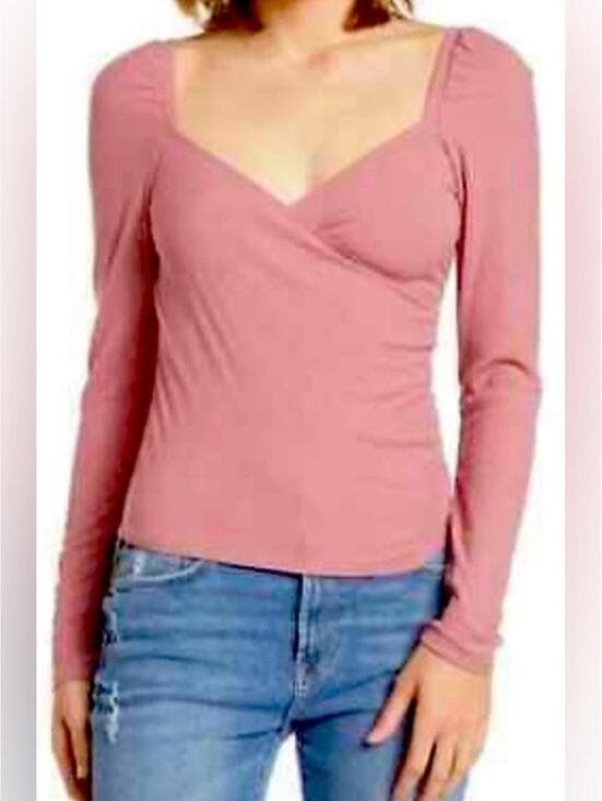 Abound Mauve Pink Long-Sleeve Surplice Top - Thumbnail 6