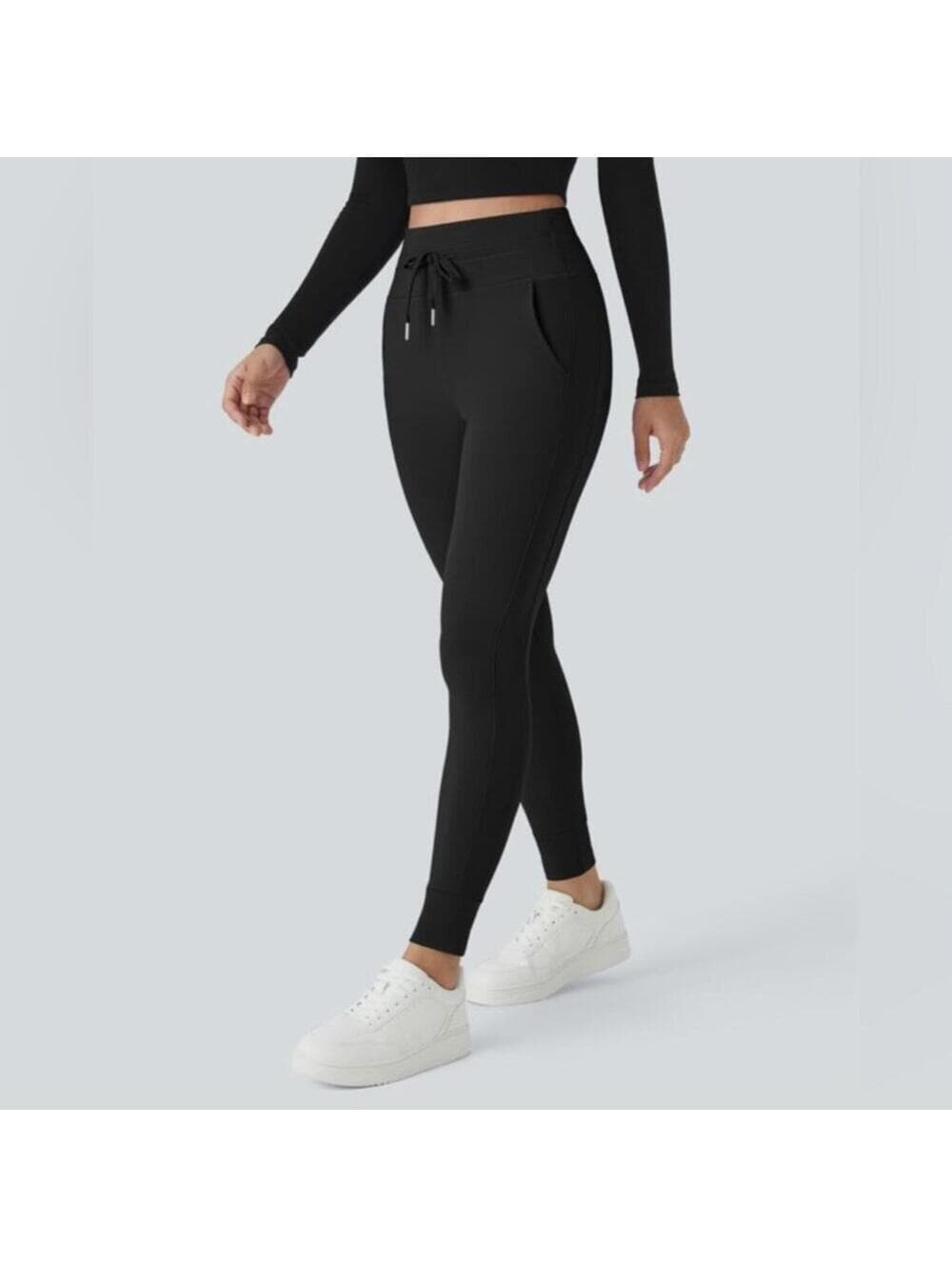HALARA Softlyzero™ High Waisted Drawstring Side Pocket Plain Tall Length Joggers - Thumbnail 2