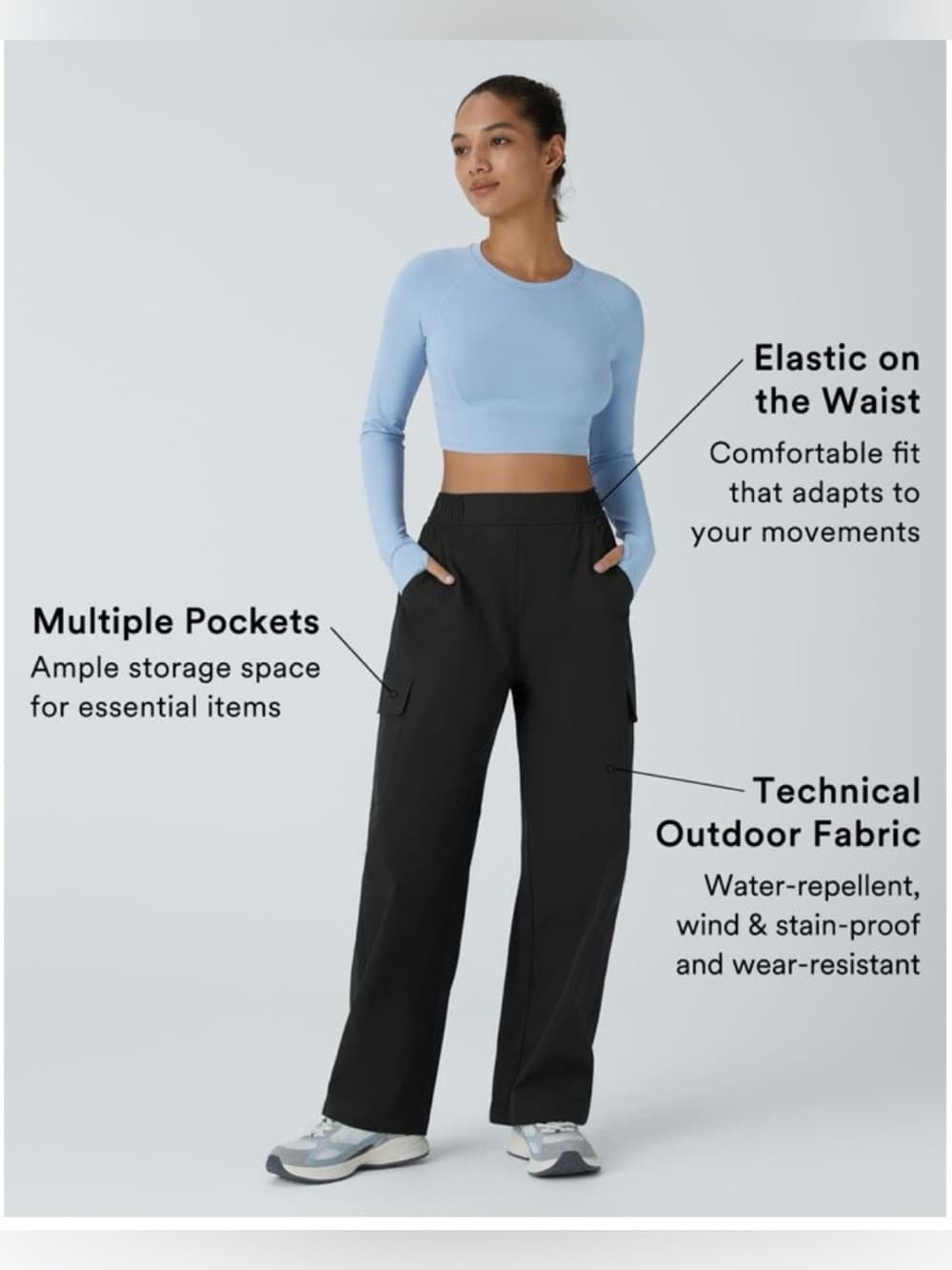 HALARA Water Repellent Wear-Resistant High Waisted Pockets Camping Cargo - Thumbnail 3