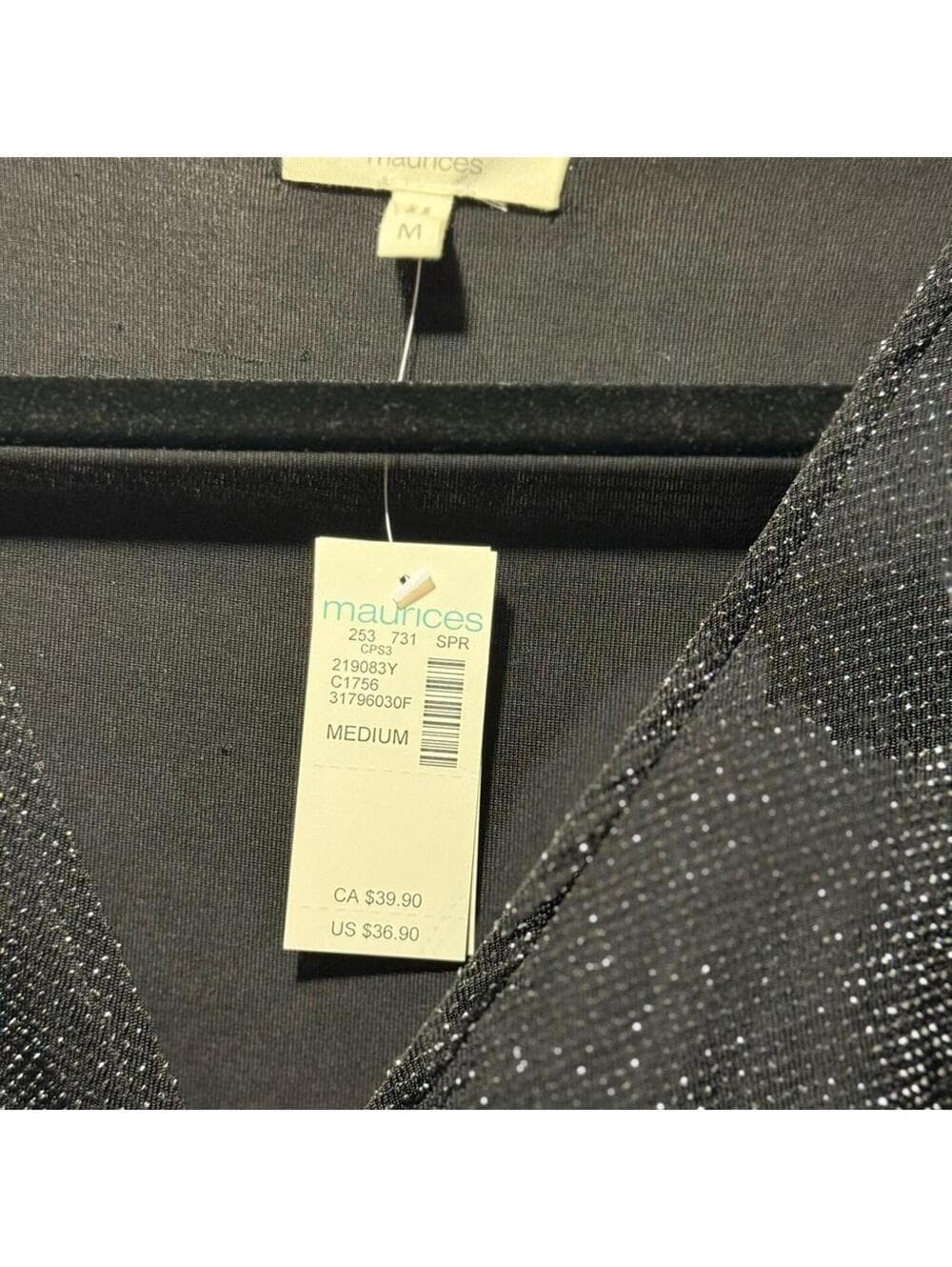 Maurices Black Flutter Sleeve Blouse with Tie Front - Thumbnail 3