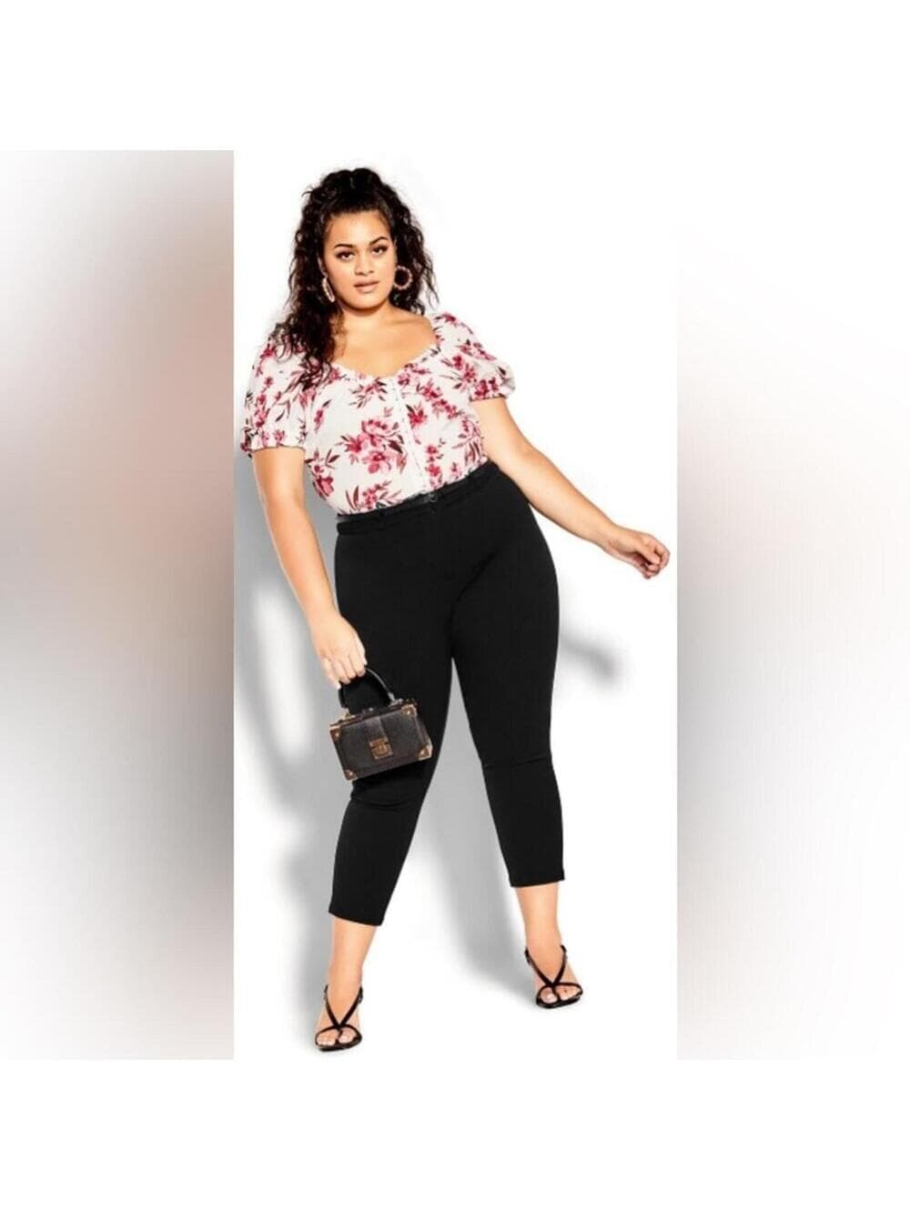 City Chic Black Pants with Belt - Thumbnail 4