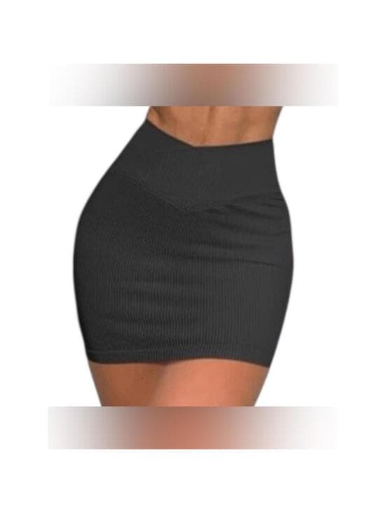 TIKTOK VIRAL OQQ High Waist Crossover Ribbed Mini Skirt NWOT - Thumbnail 5