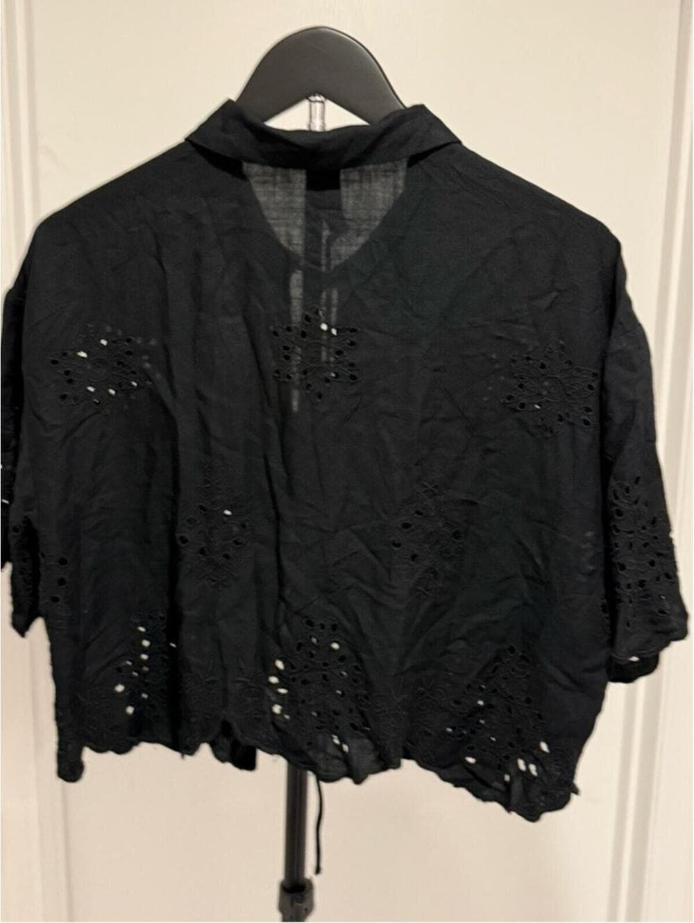 Women's Short Sleeve Embroidered Tie-Front Blouse - Future Collective - Thumbnail 4