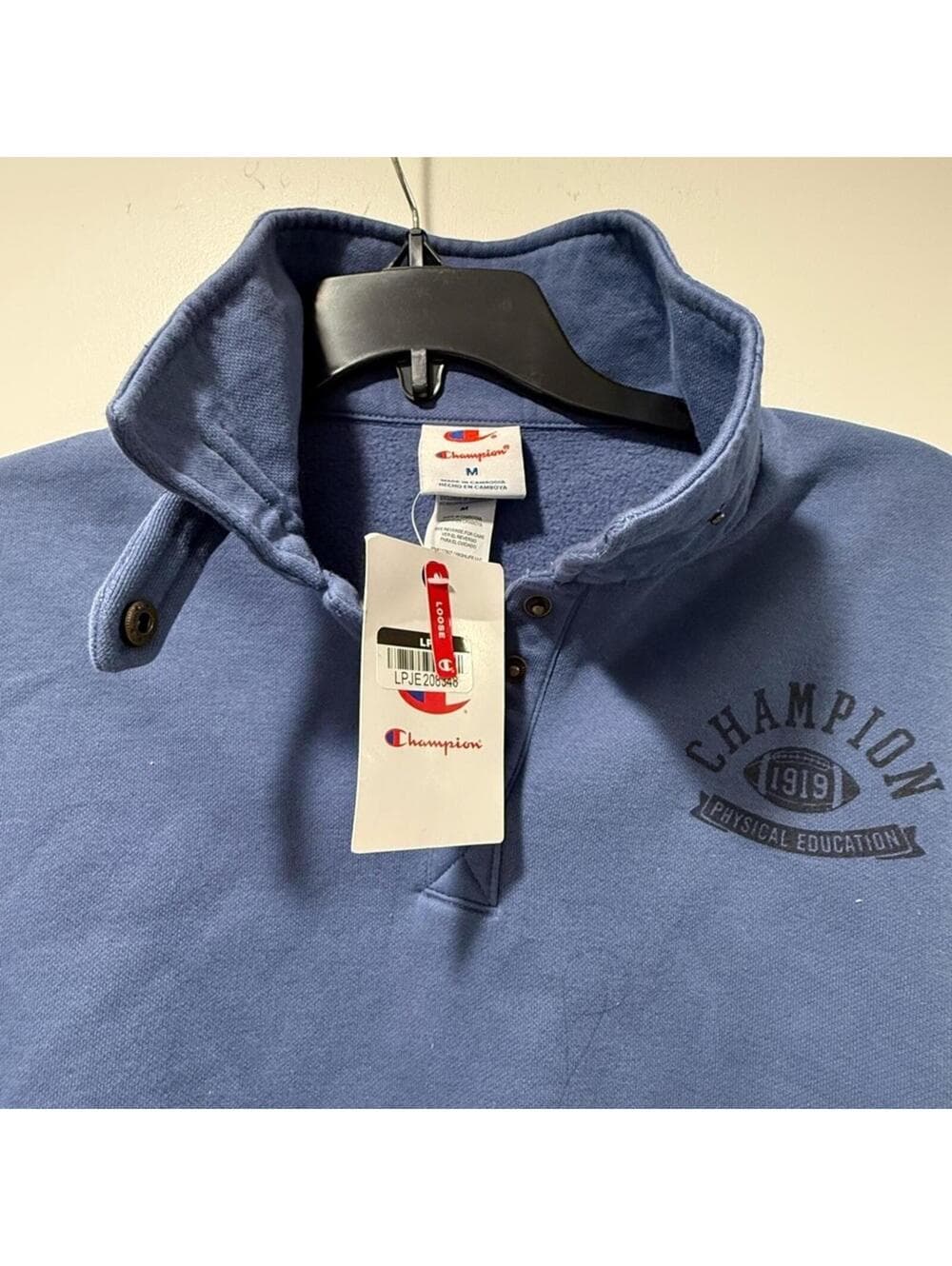 Champion Royal Blue Quarter-Zip Sweatshirt - Thumbnail 4