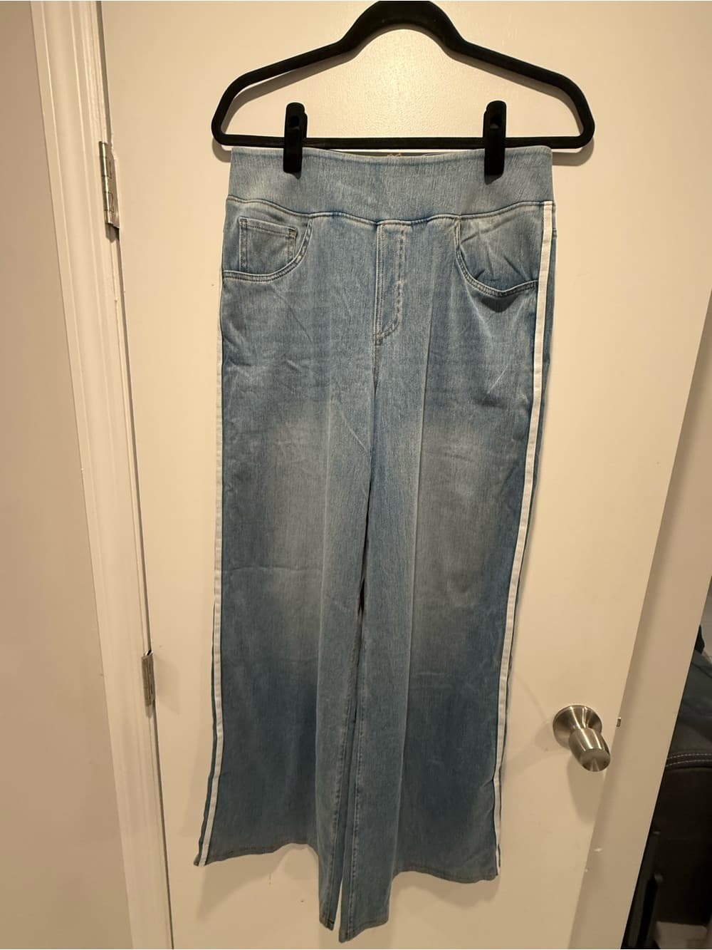 Halara Flex™ High Waisted Stripe Wide Leg Flowy Washed Casual Jeans - Thumbnail 3