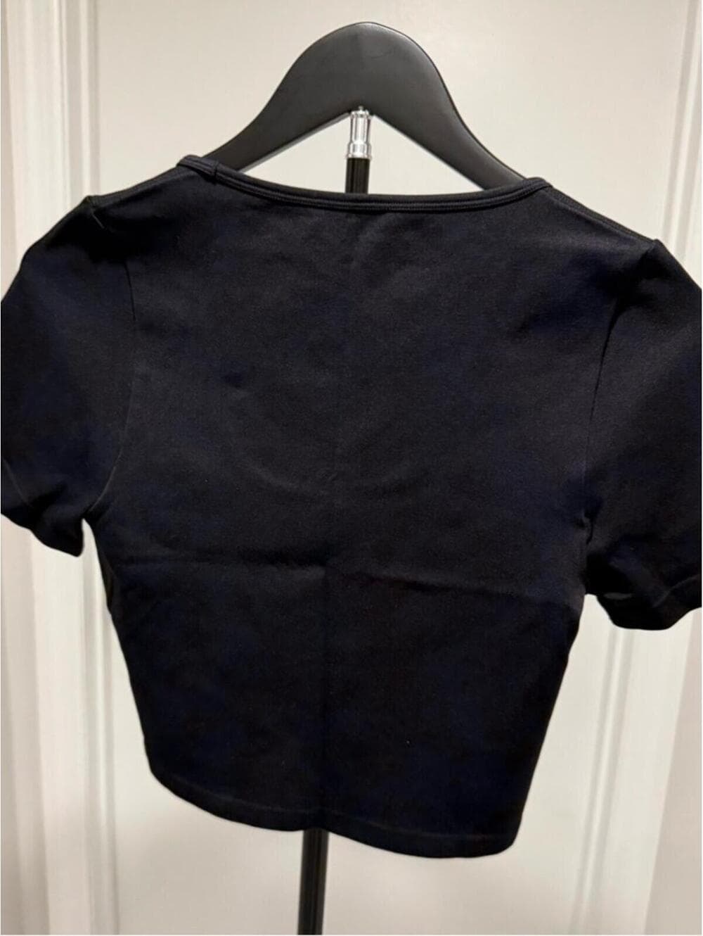 TIKTOK VIRAL OQQ Black Ribbed Square-Neck Short Sleeve Top Pack of Two - Thumbnail 3