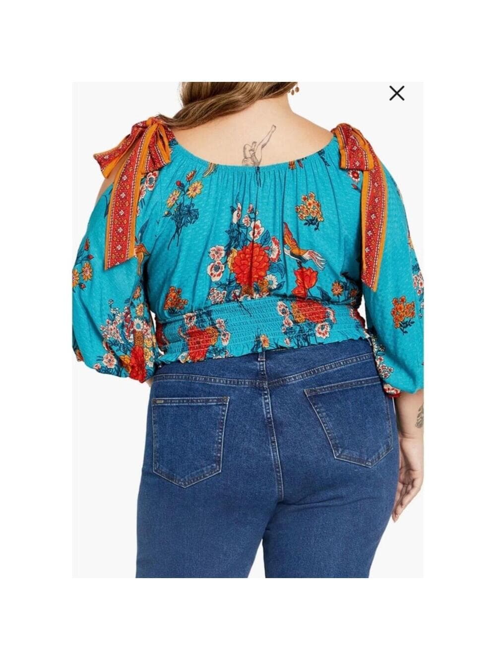City Chic Venice Floral Print Smocked Waist Crop Top