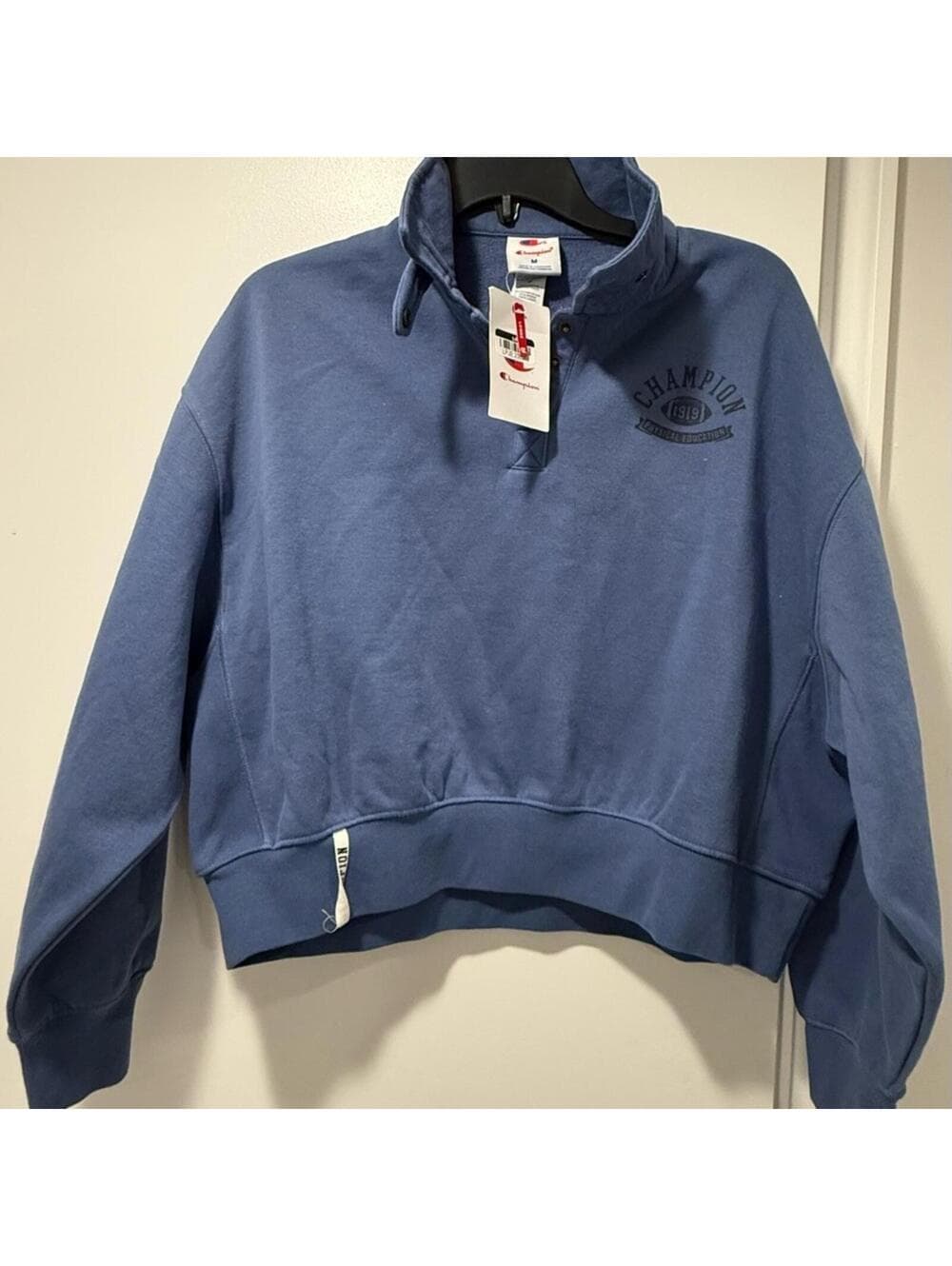 Champion Royal Blue Quarter-Zip Sweatshirt - Thumbnail 3