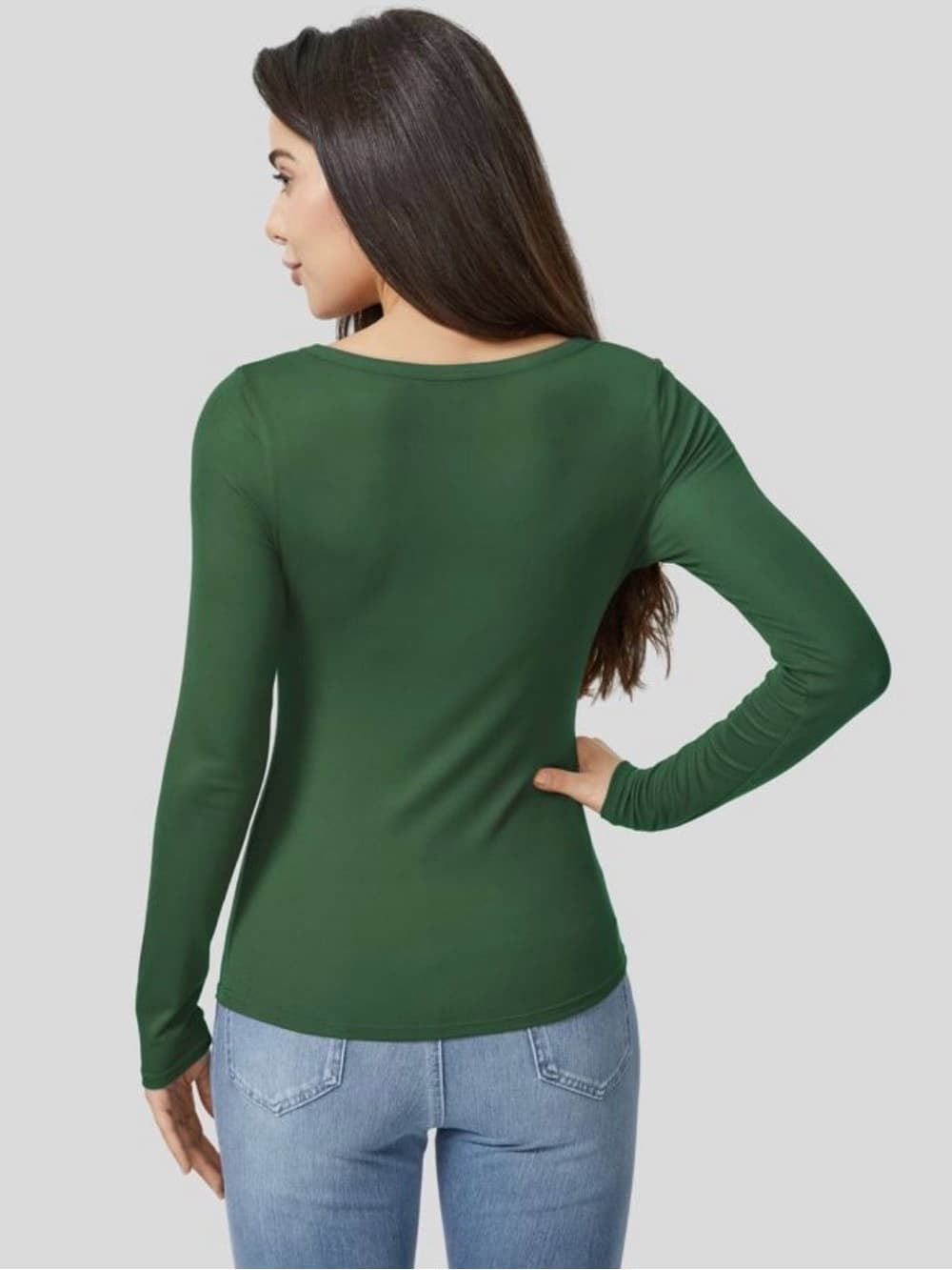 Halara Ribbed Henley Neck Long Sleeve Slim Casual T-Shirt