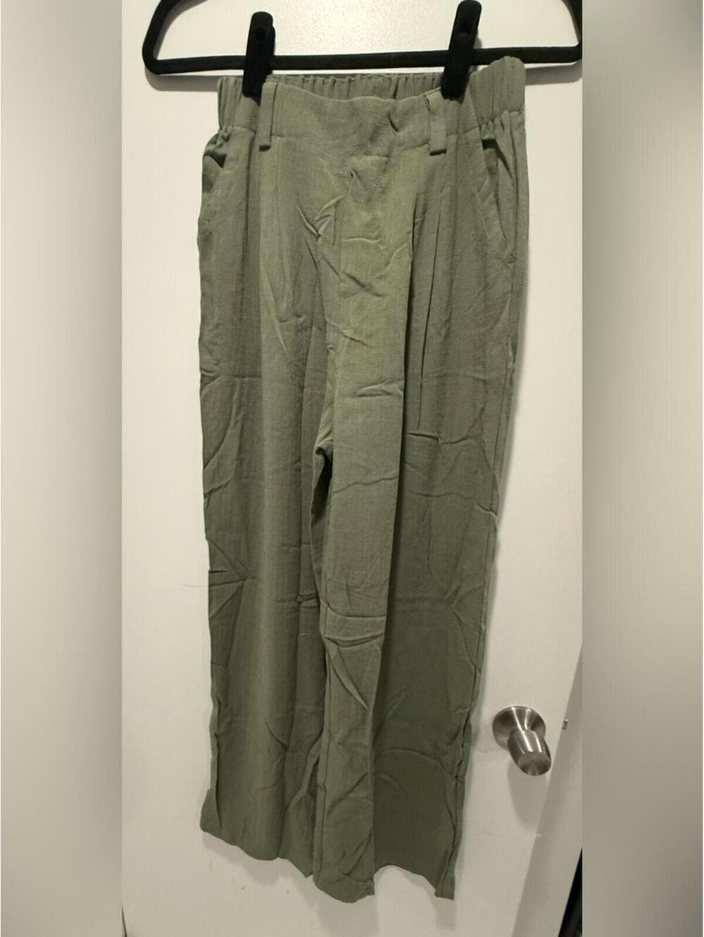Halara High Waisted Pocket Wide Leg Flowy Solid Palazzo Casual Linen-Feel Pants - Thumbnail 4