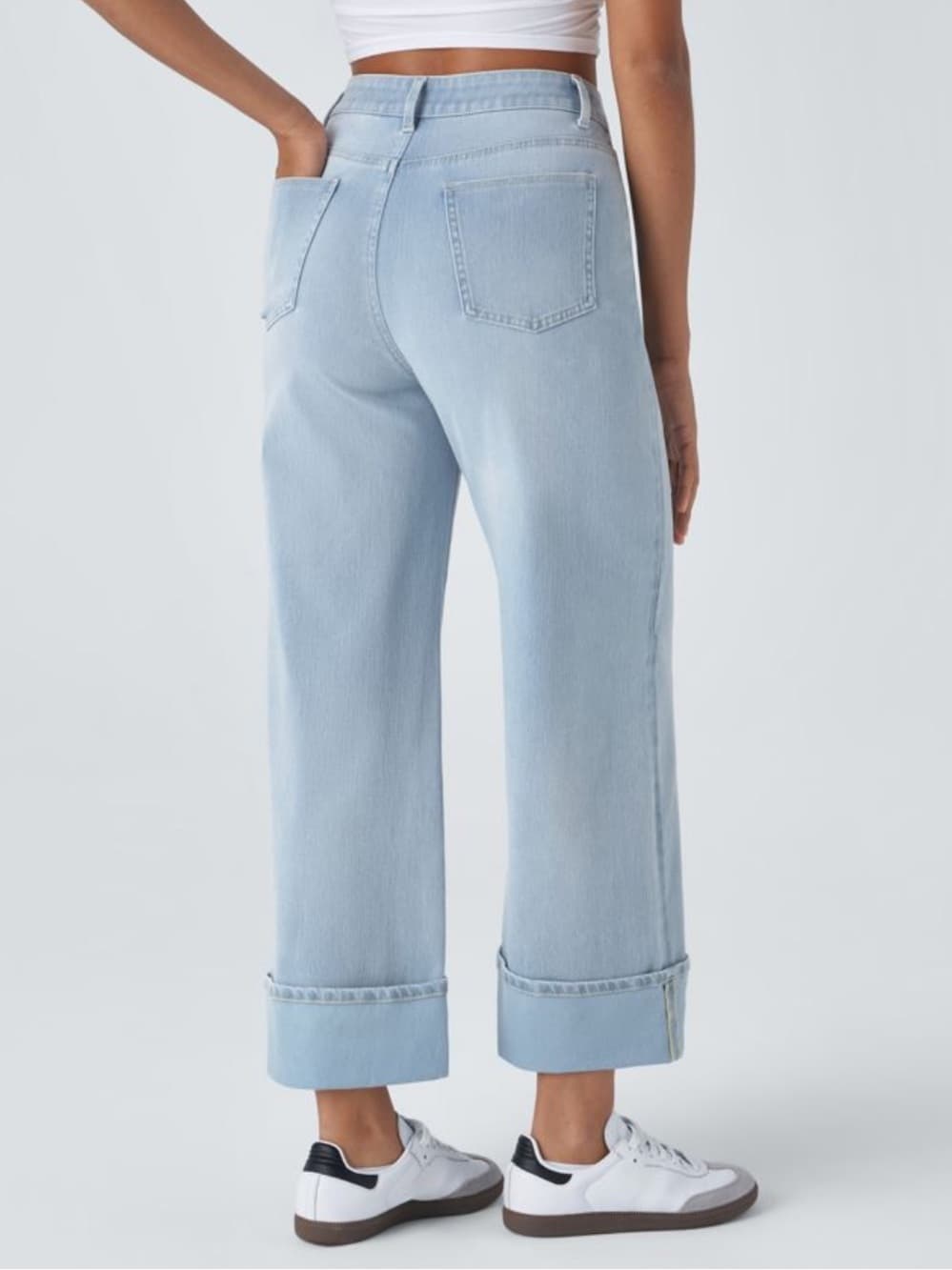 Halara Flex™ High Waisted Pockets Rolled Hem Wide Leg Washed Casual