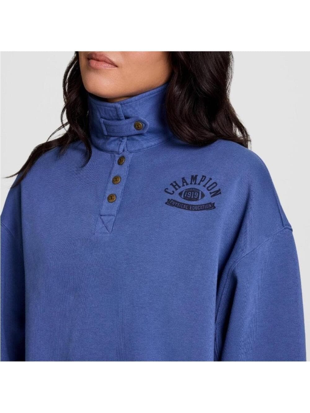 Champion Royal Blue Quarter-Zip Sweatshirt - Thumbnail 2