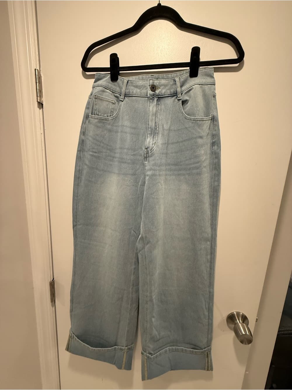 Halara Flex™ High Waisted Pockets Rolled Hem Wide Leg Washed Casual - Thumbnail 3